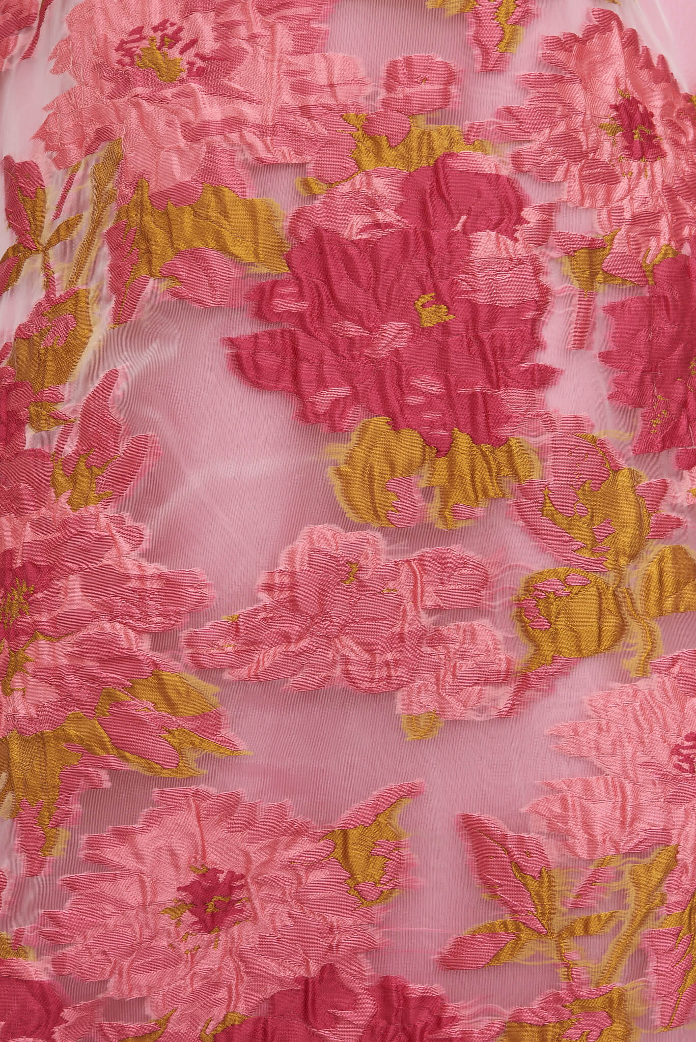 Opulence Midi Dress In Pink Floral Organza Burnout - Image 11
