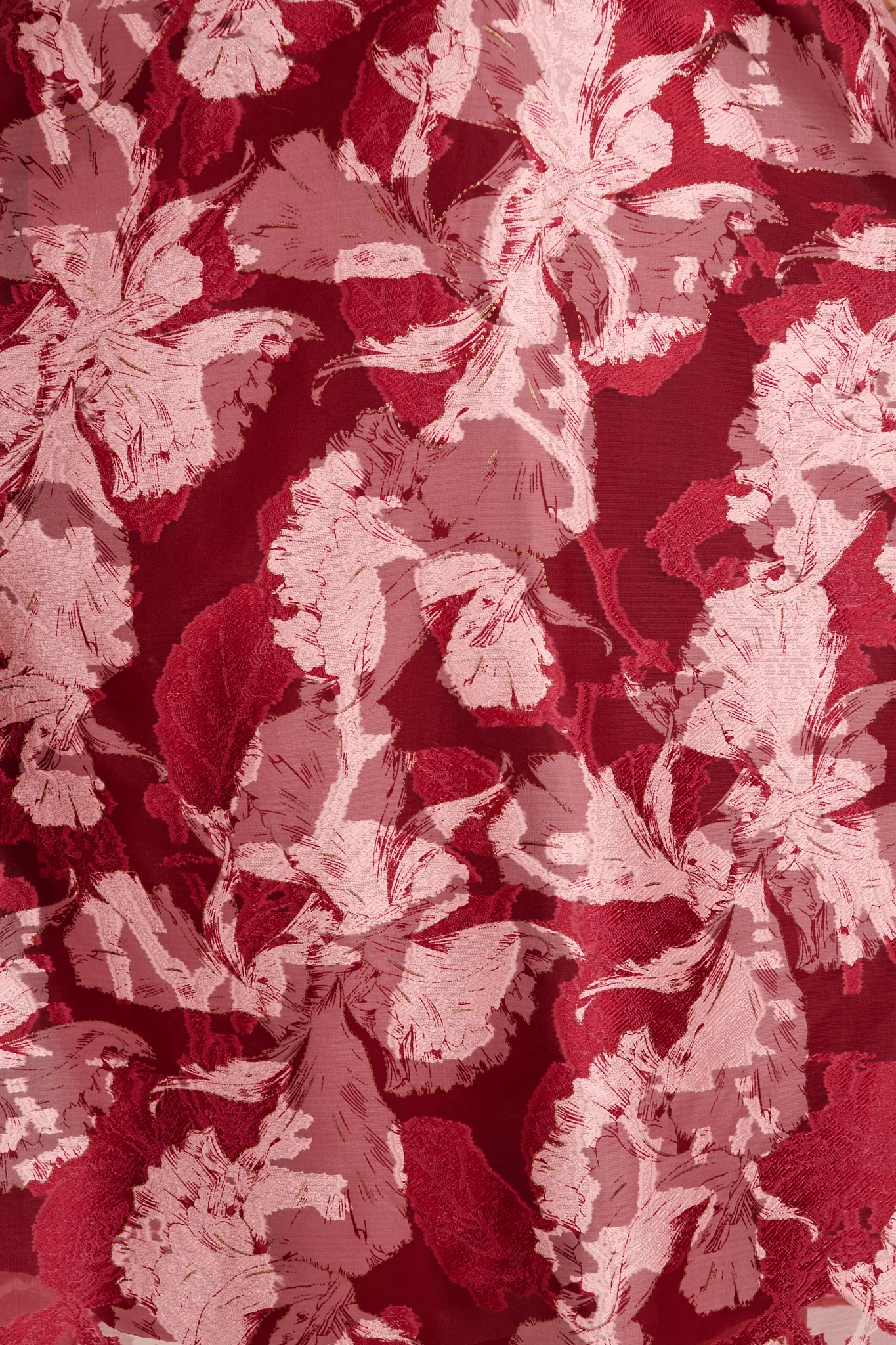 Opulence Midi Dress in Wine Floral Organza - Image 6