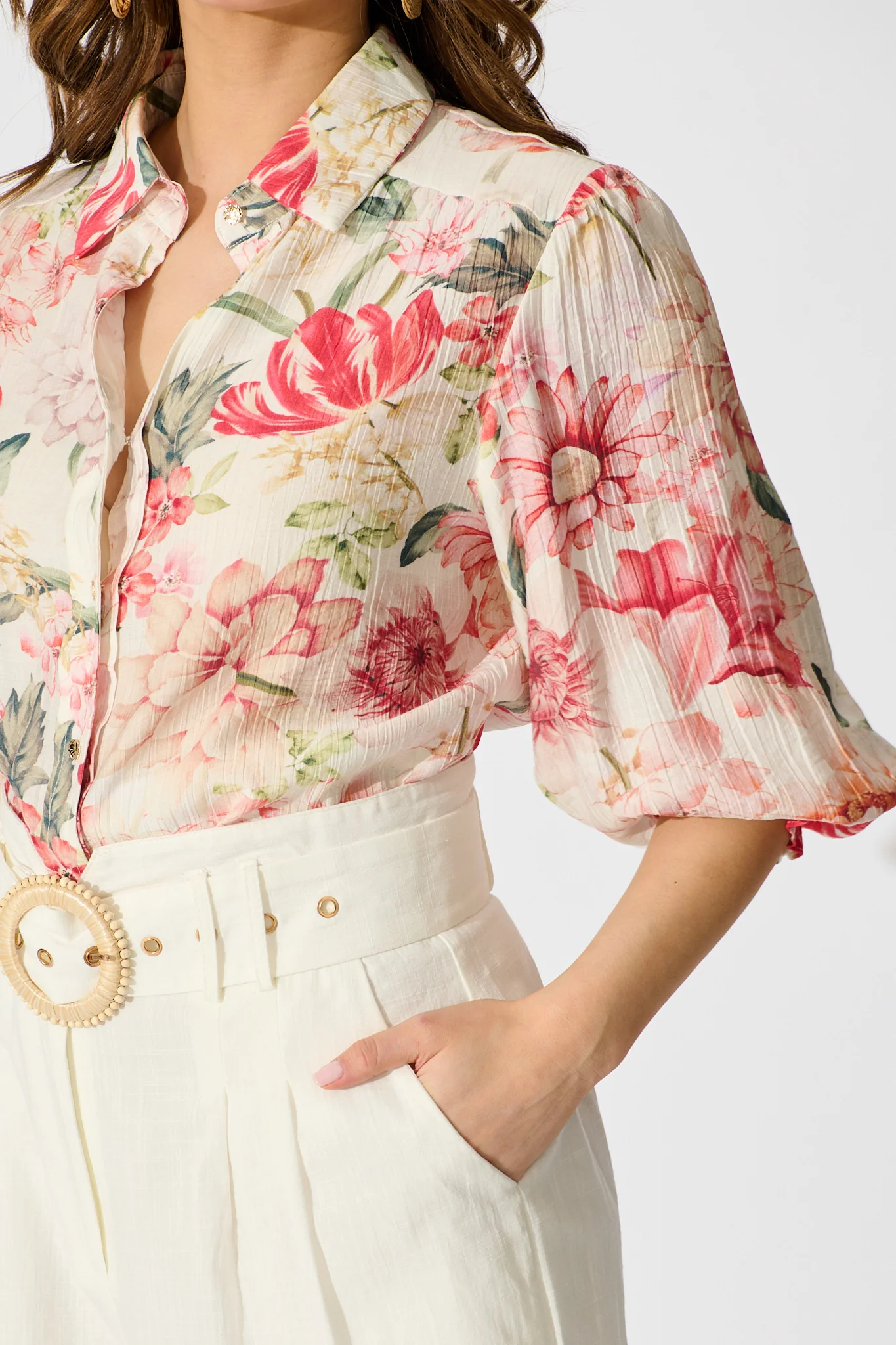 Orchard in Bloom Shirt in Cream with Multi Floral - Image 6