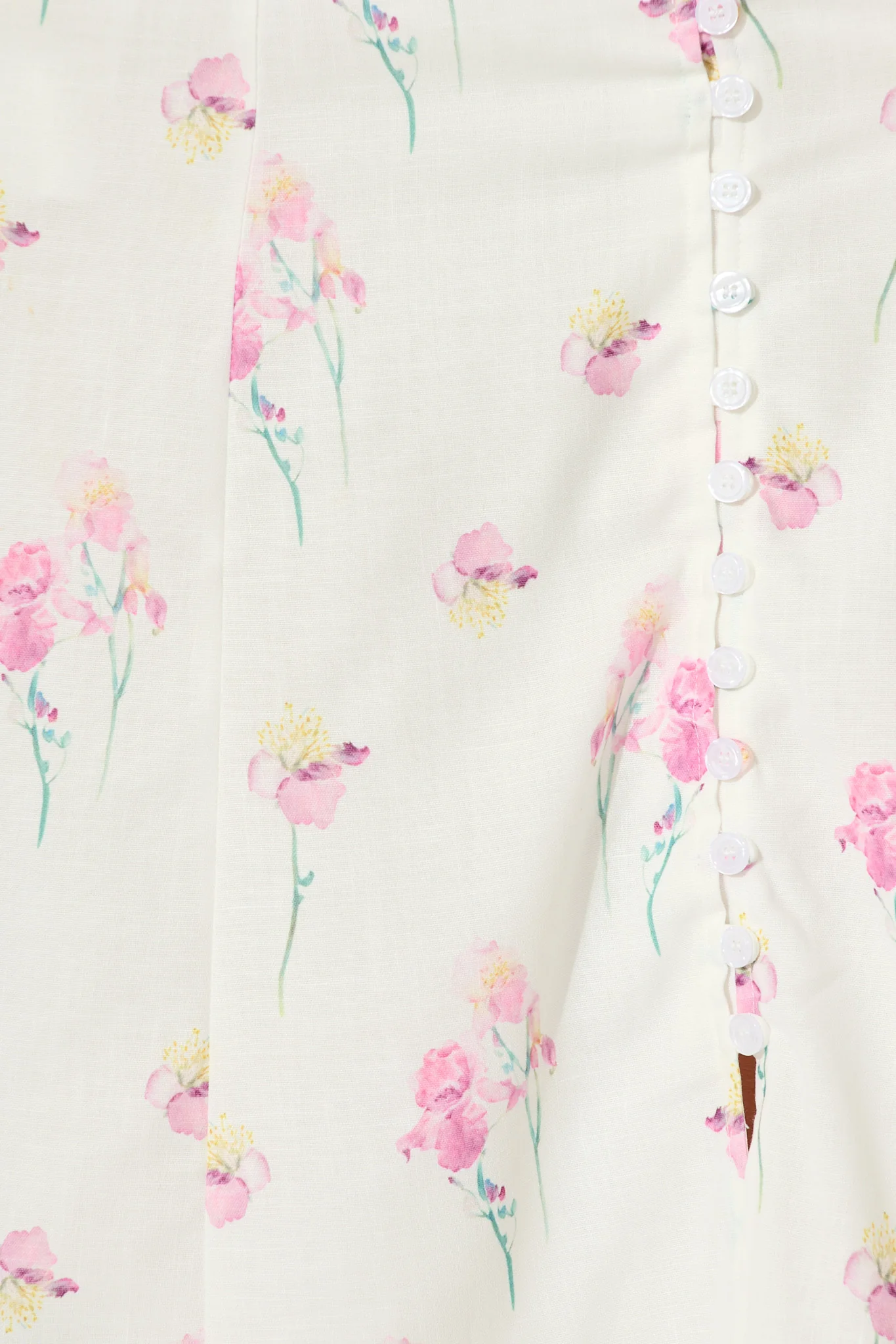 Orlaith Midi Dress in White and Pink Floral Linen Blend - Image 6