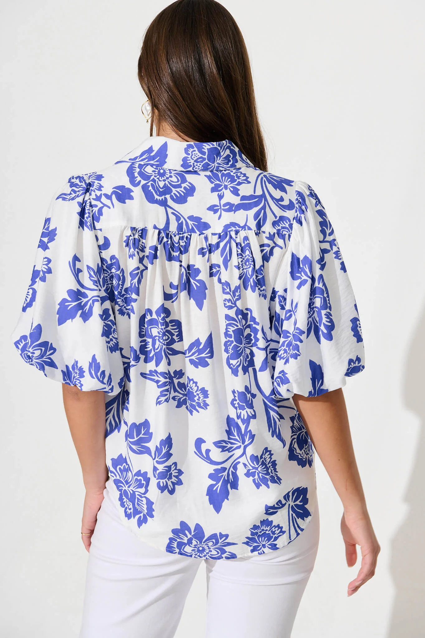 Orland Shirt In White With Blue Floral - Image 7