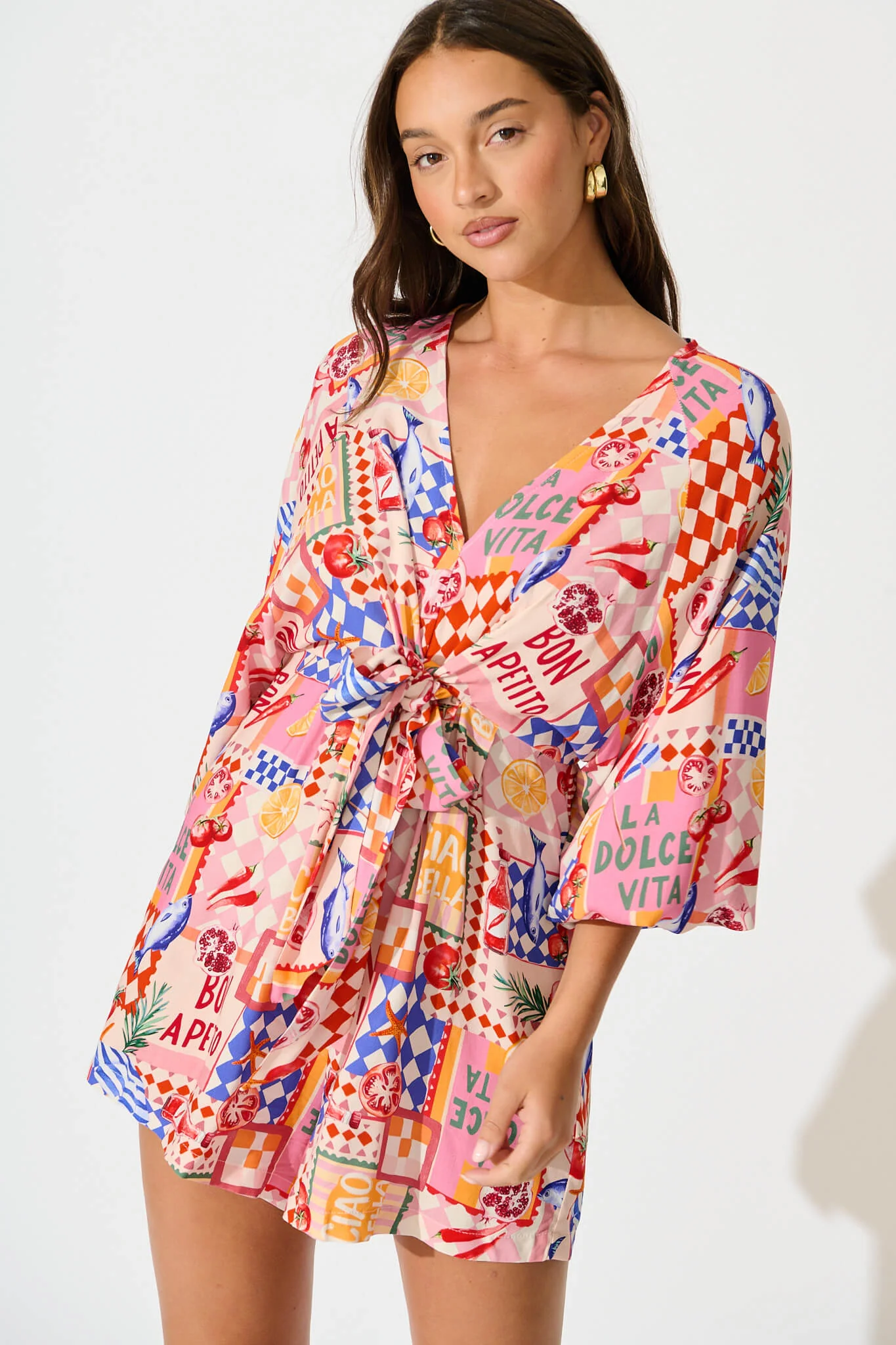 Otillie Playsuit In Multi Conversational Print - Image 2