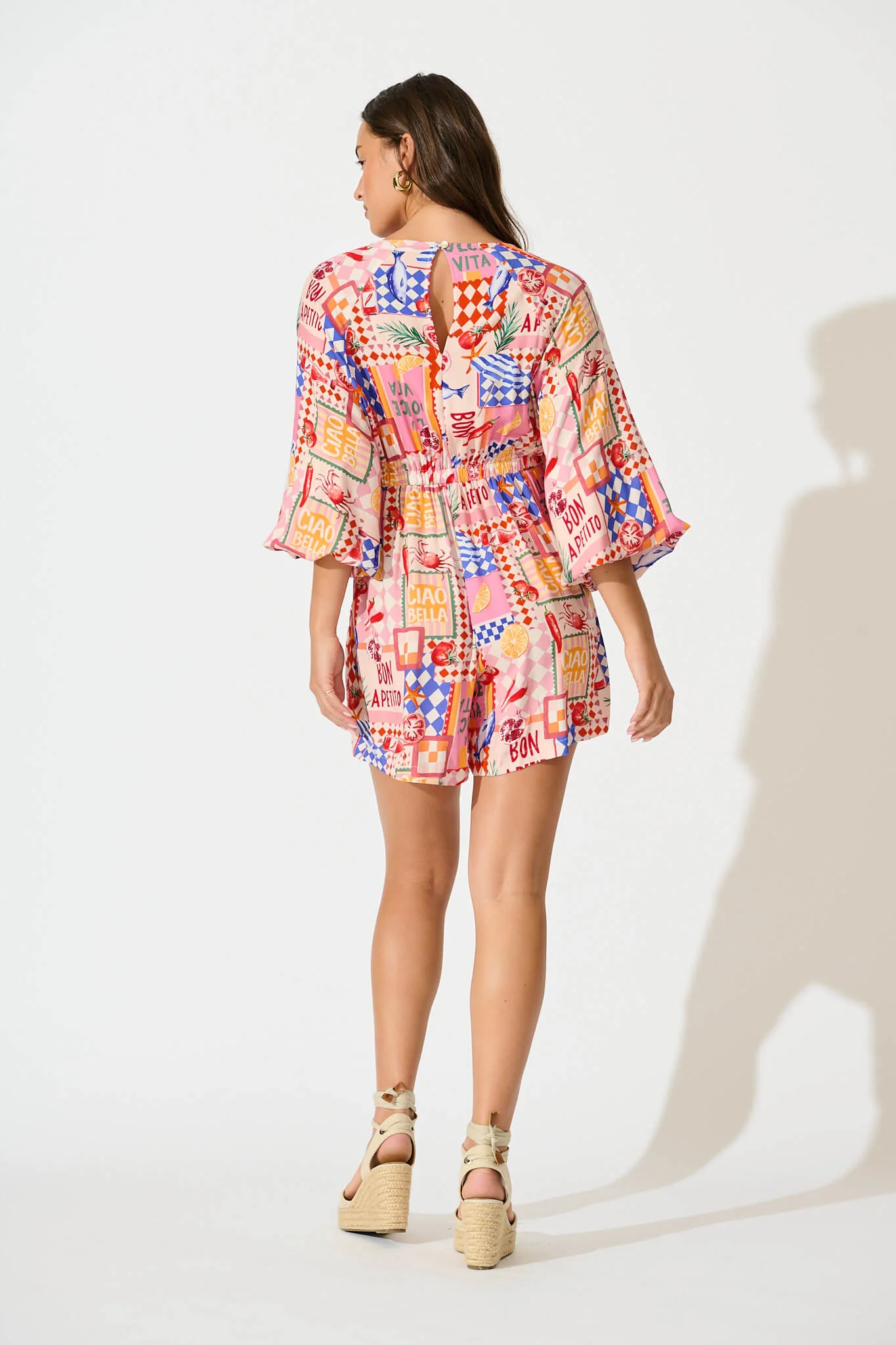 Otillie Playsuit In Multi Conversational Print - Image 4