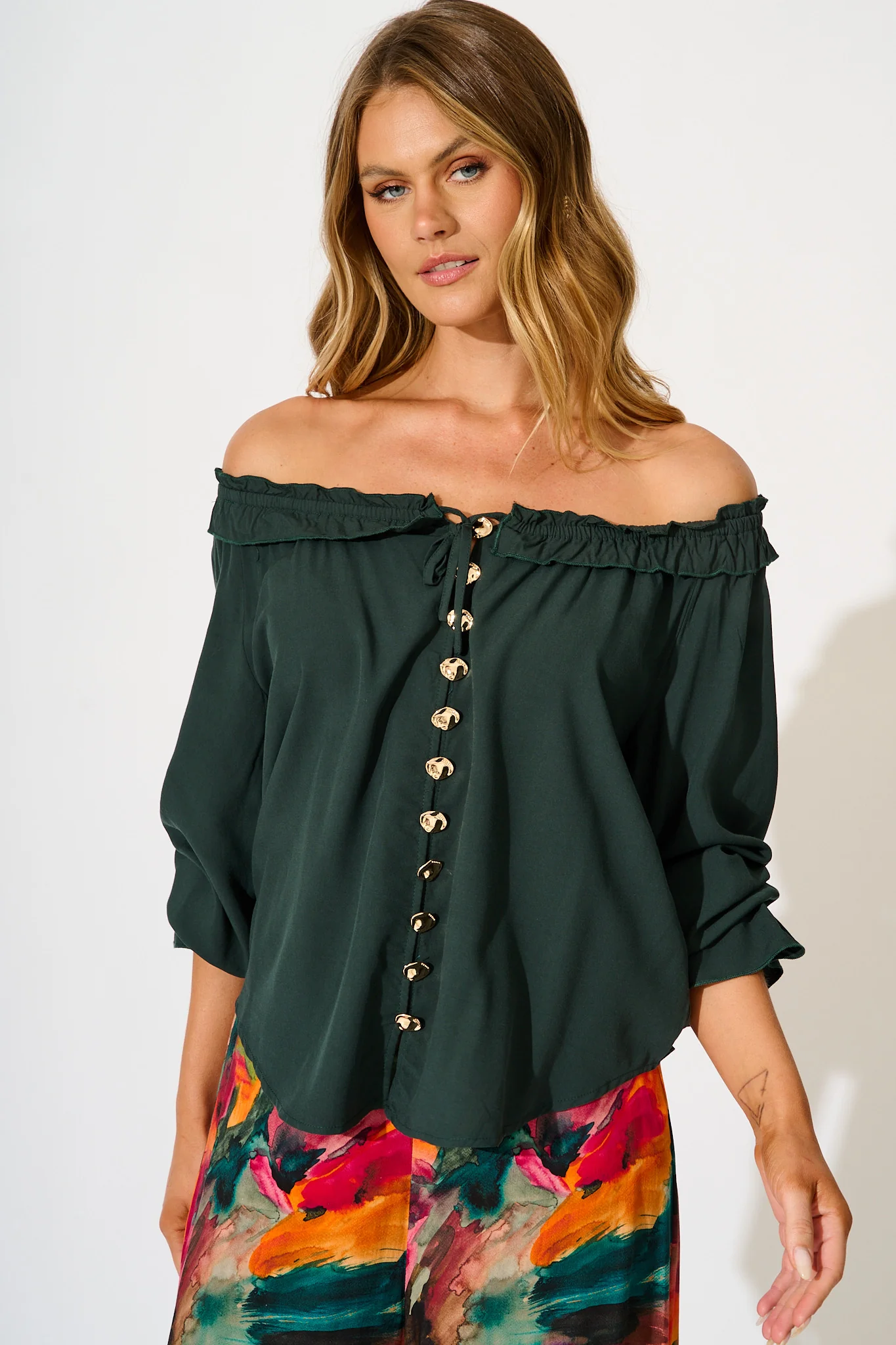 Painted Allure Top in Emerald - Image 2