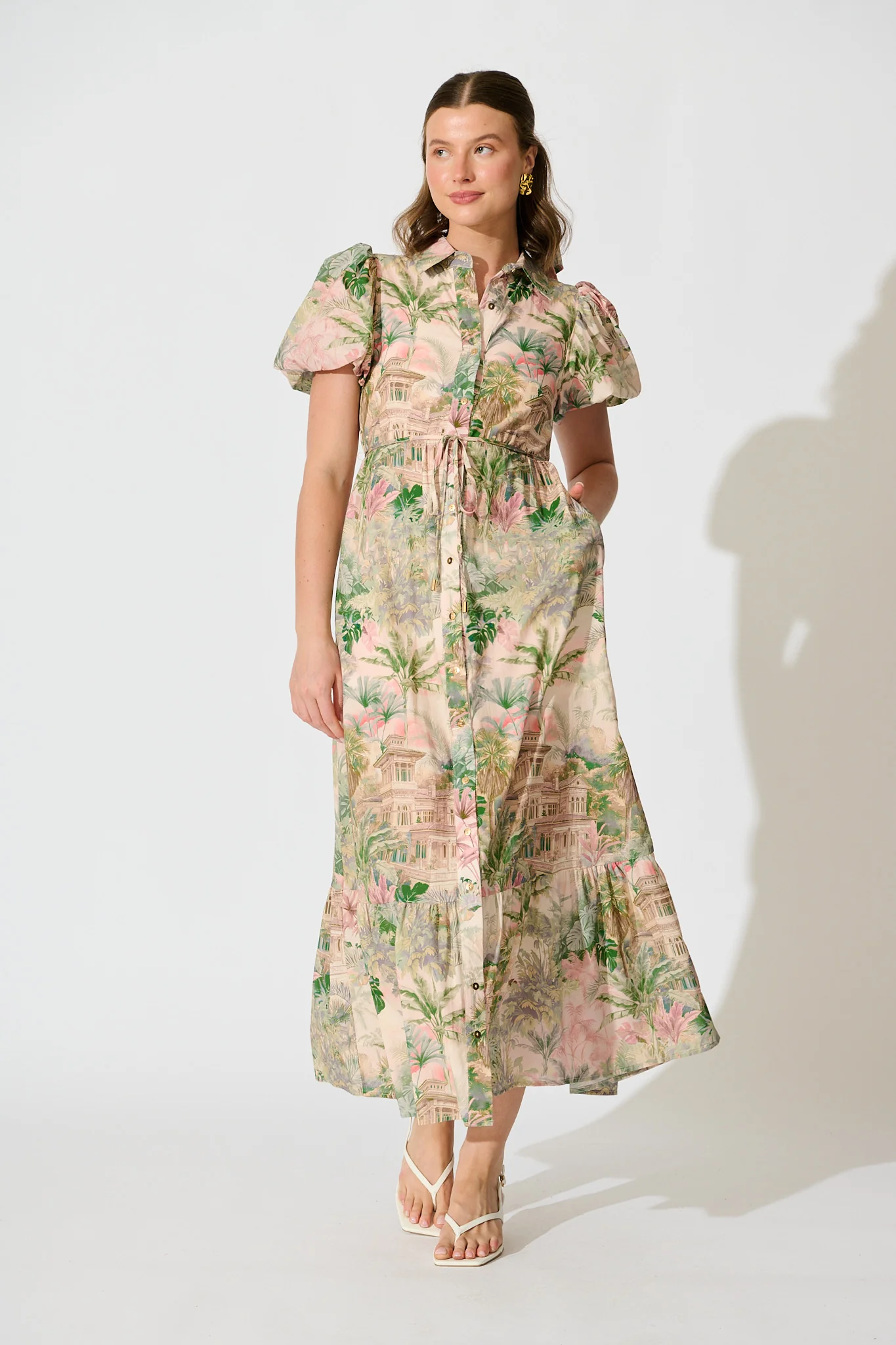 Palm Serenade Maxi Dress in Multi Palm Tree Print - Image 2