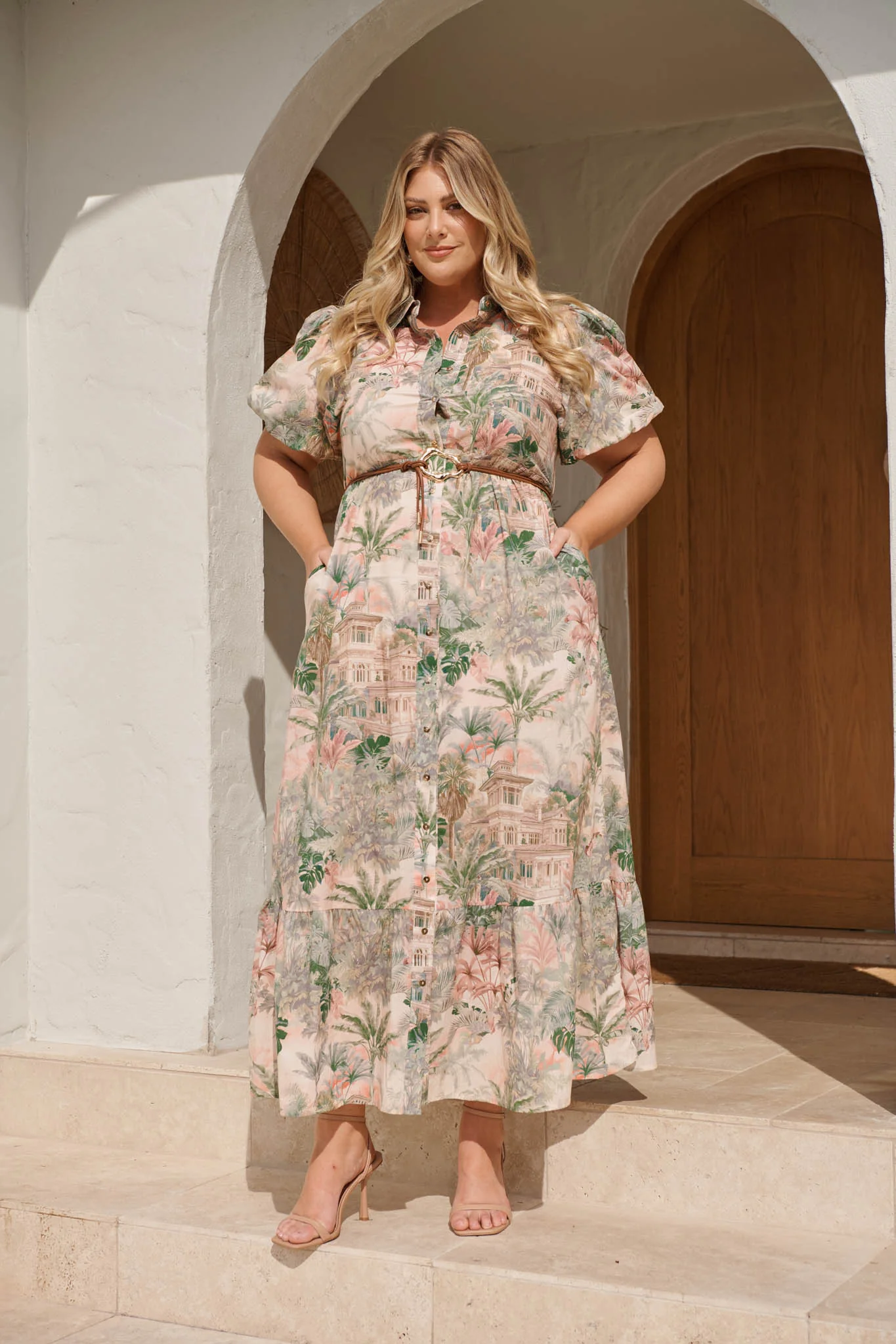Palm Serenade Maxi Dress in Multi Palm Tree Print - Image 4