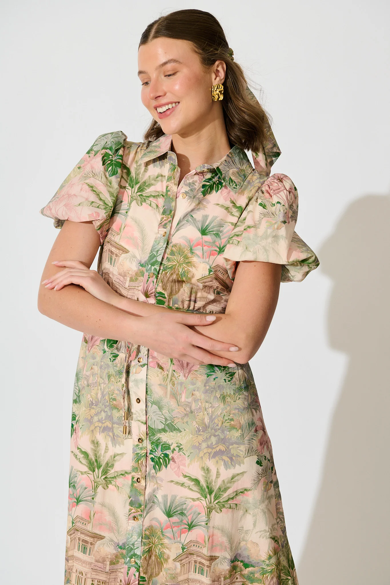 Palm Serenade Maxi Dress in Multi Palm Tree Print - Image 8