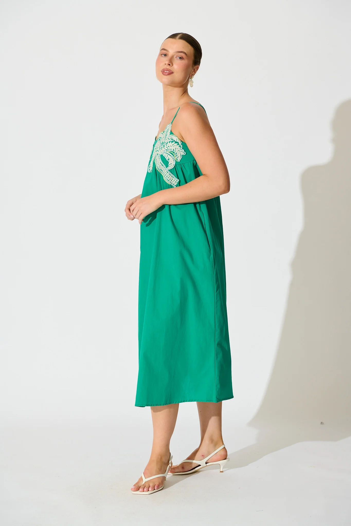 Palmera Midi Sundress in Teal Cotton - Image 7