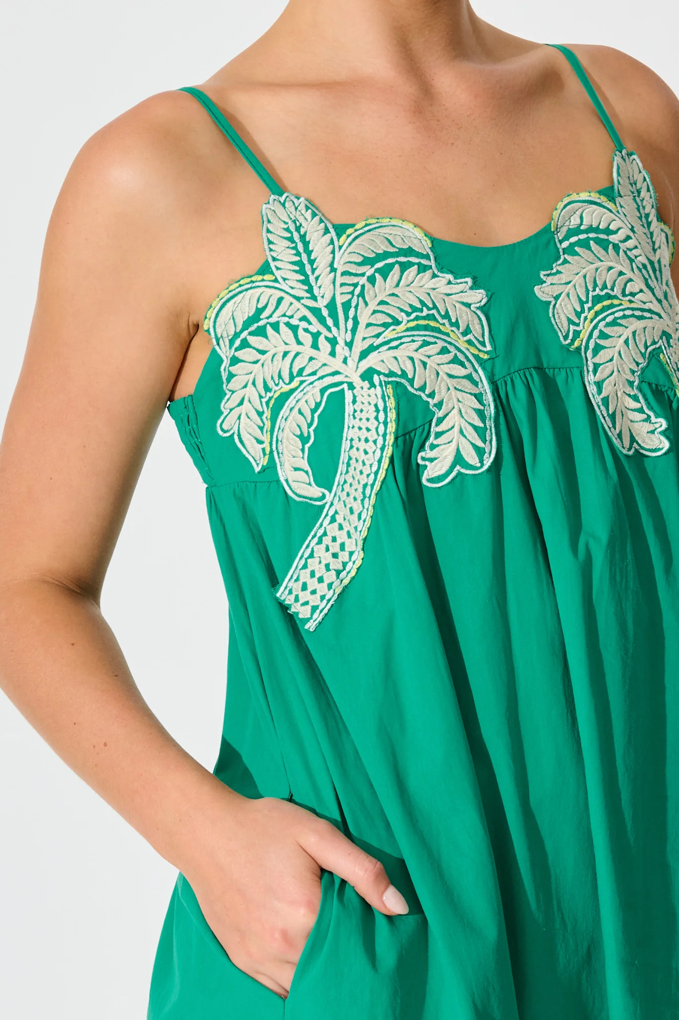 Palmera Midi Sundress in Teal Cotton - Image 9