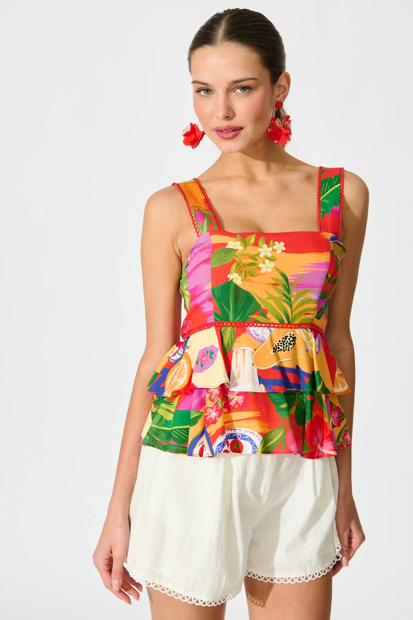Paria Top in Purple Multi Print