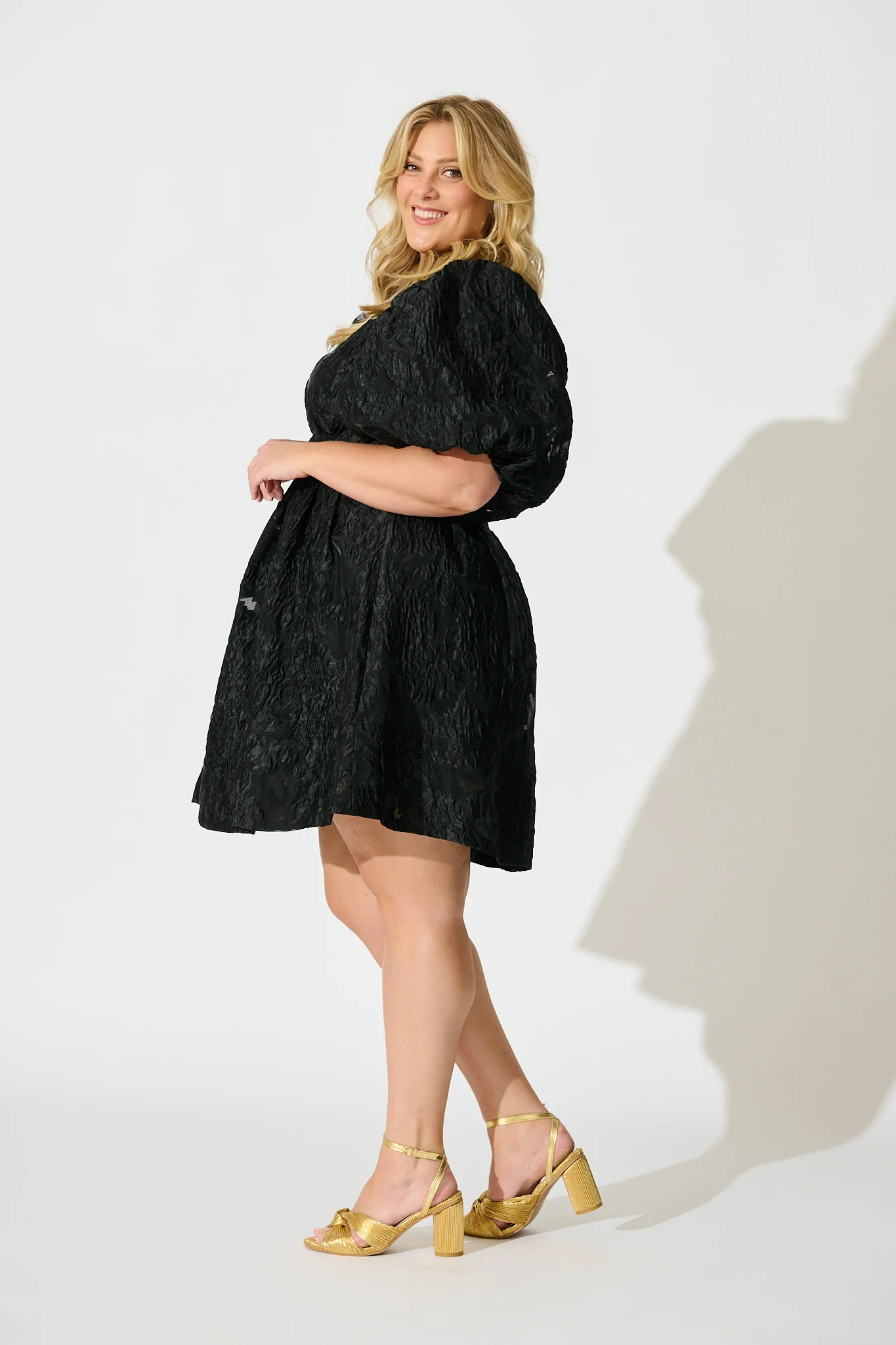 Paris Dreamer Dress in Black Floral Organza Jacquard - Image 10