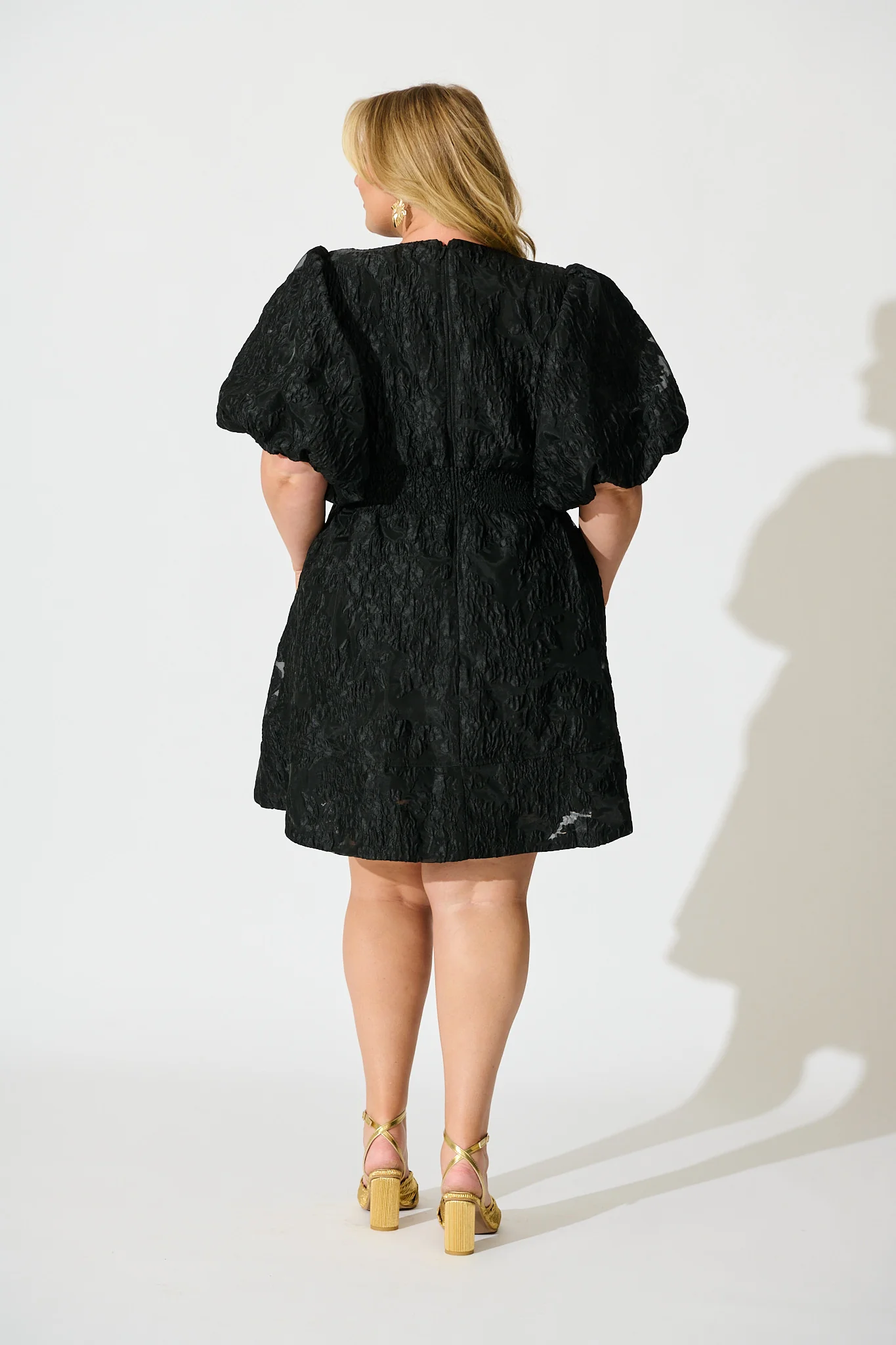 Paris Dreamer Dress in Black Floral Organza Jacquard - Image 11