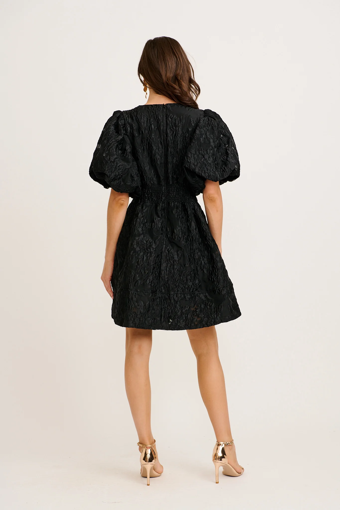 Paris Dreamer Dress in Black Floral Organza Jacquard - Image 6