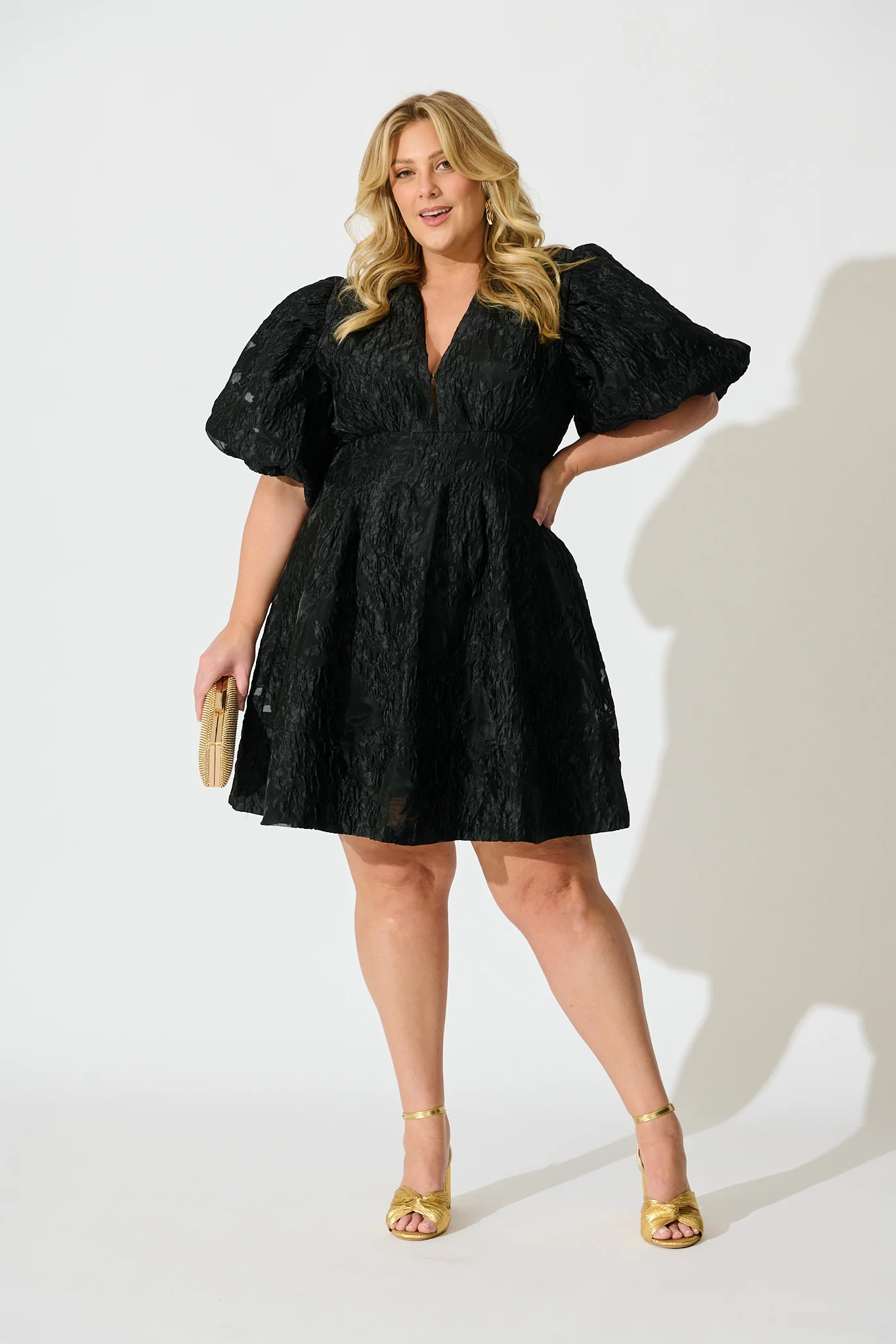 Paris Dreamer Dress in Black Floral Organza Jacquard - Image 9