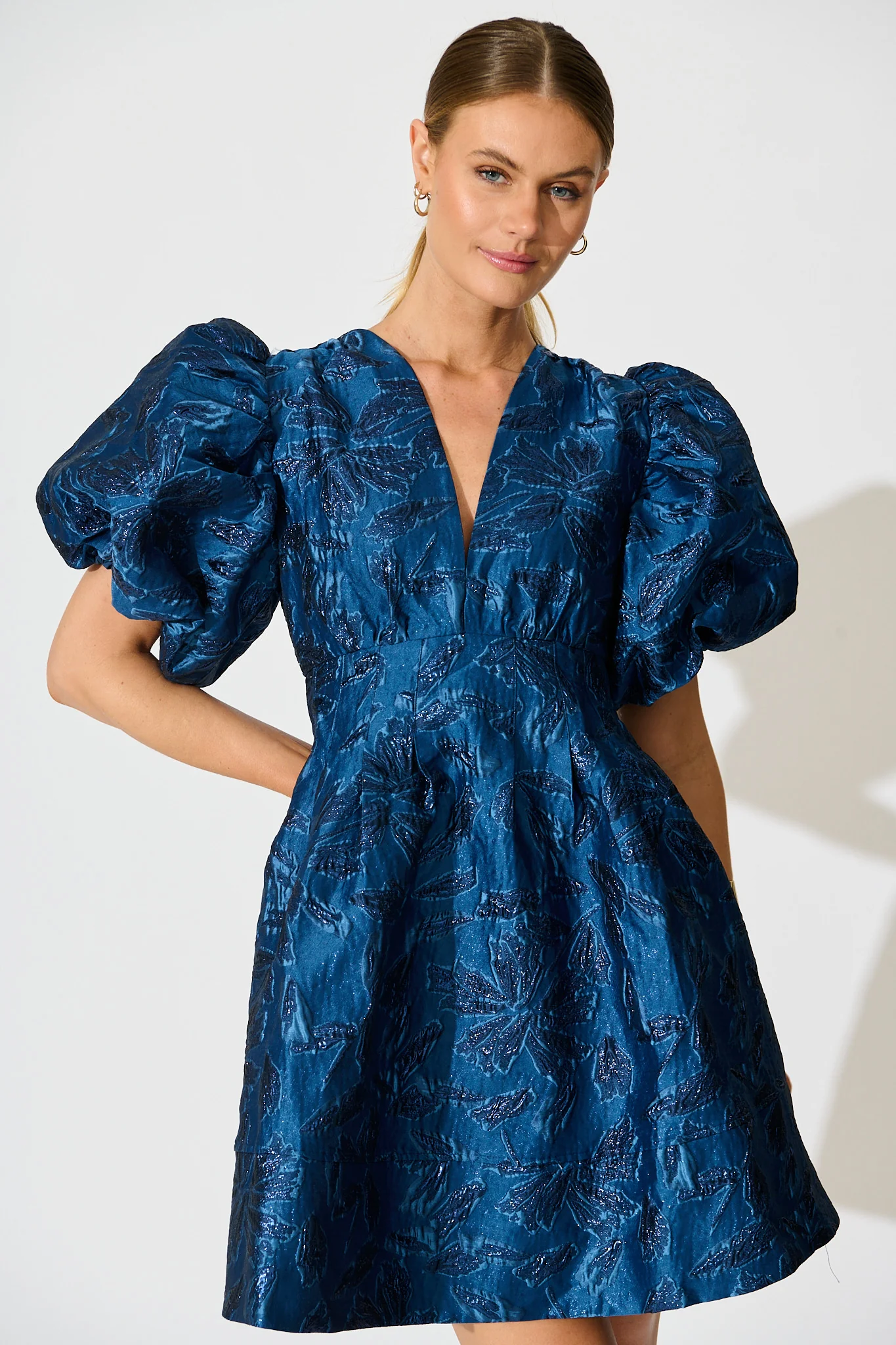 Paris Dreamer Dress in Navy Jacquard - Image 6