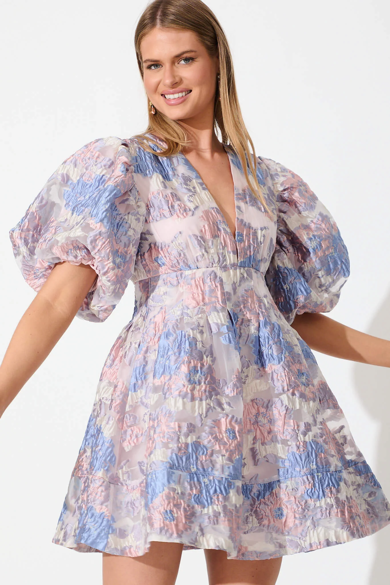 Paris Dreamer Dress In Silver With Pink And Lilac Organza - Image 6