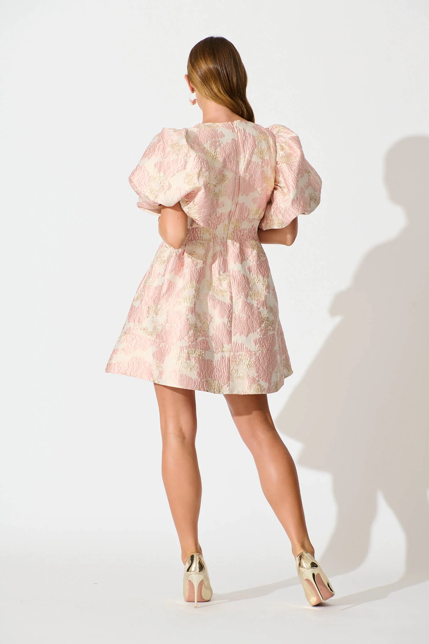 Paris Dreamer Dress in Blush with Gold Jacquard - Image 7