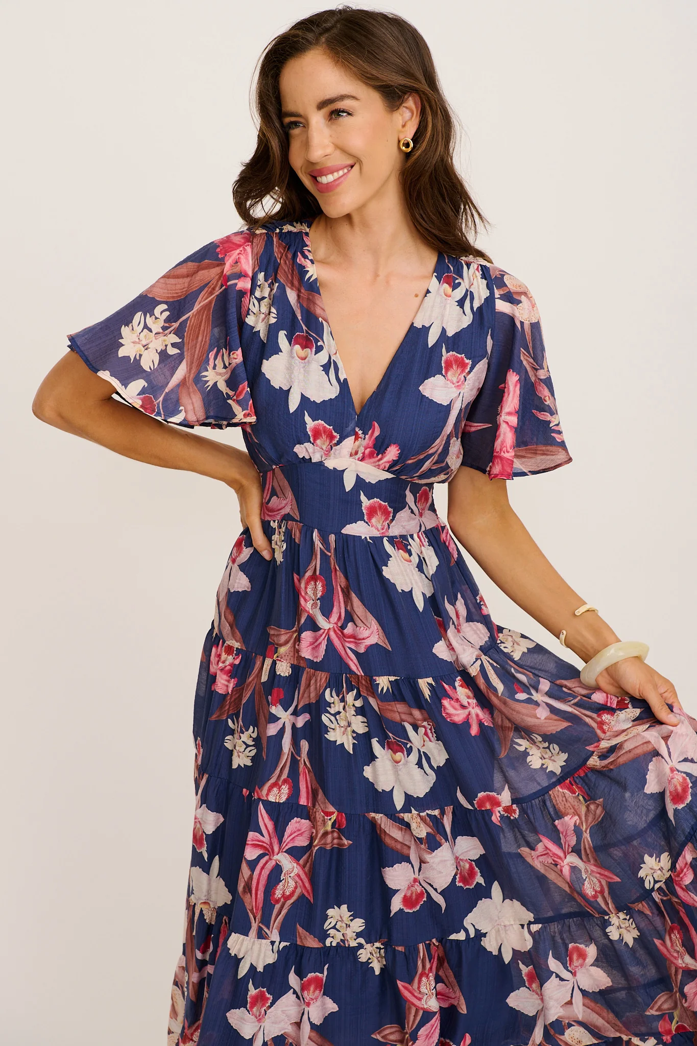 Pastel Symphony Maxi Dress in Navy Multi Floral - Image 2