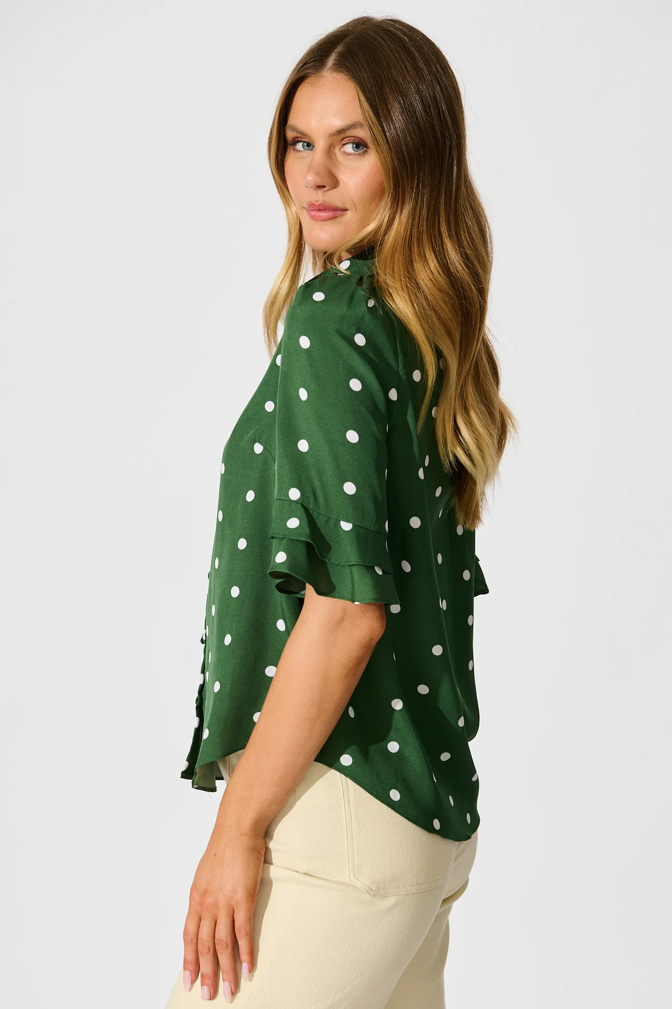 Perfectly Placed Shirt in Emerald with White Spot - Image 2