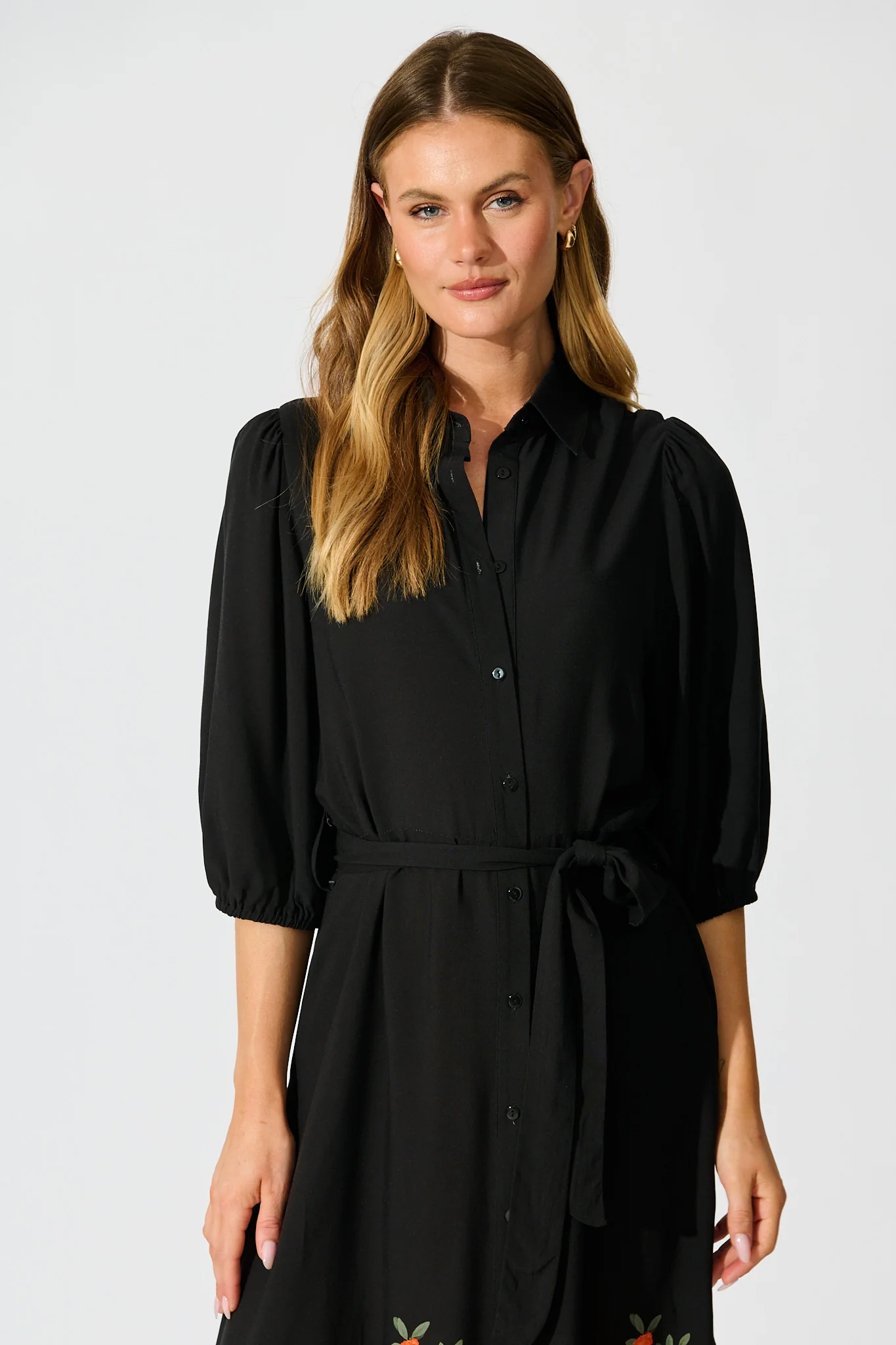 Petal Eclipse Dress in Black with Floral Print - Image 2