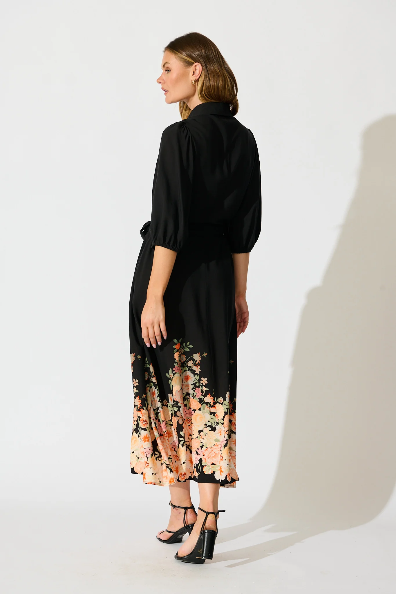 Petal Eclipse Dress in Black with Floral Print - Image 4