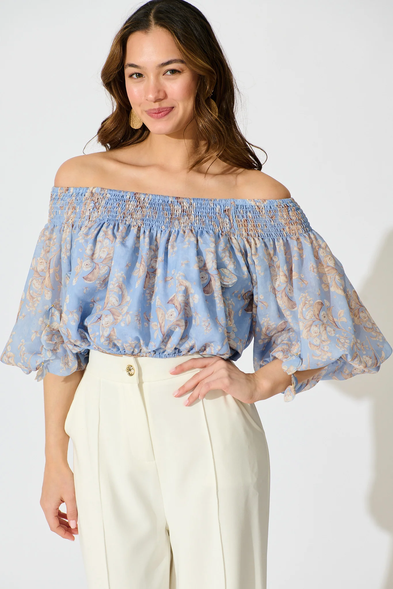 Petal Haze Top in Blue Floral - Image 3
