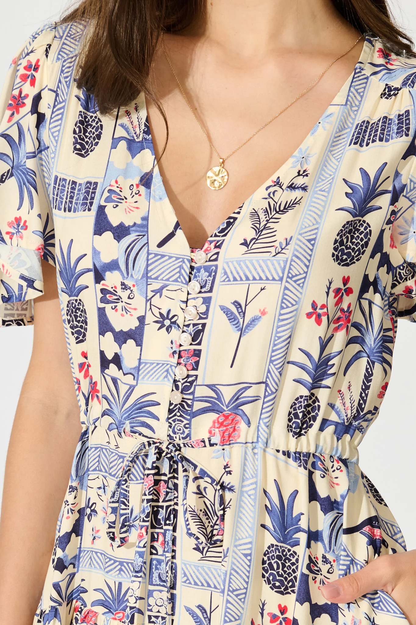 Pip Dress in White with Blue Multi Print - Image 5