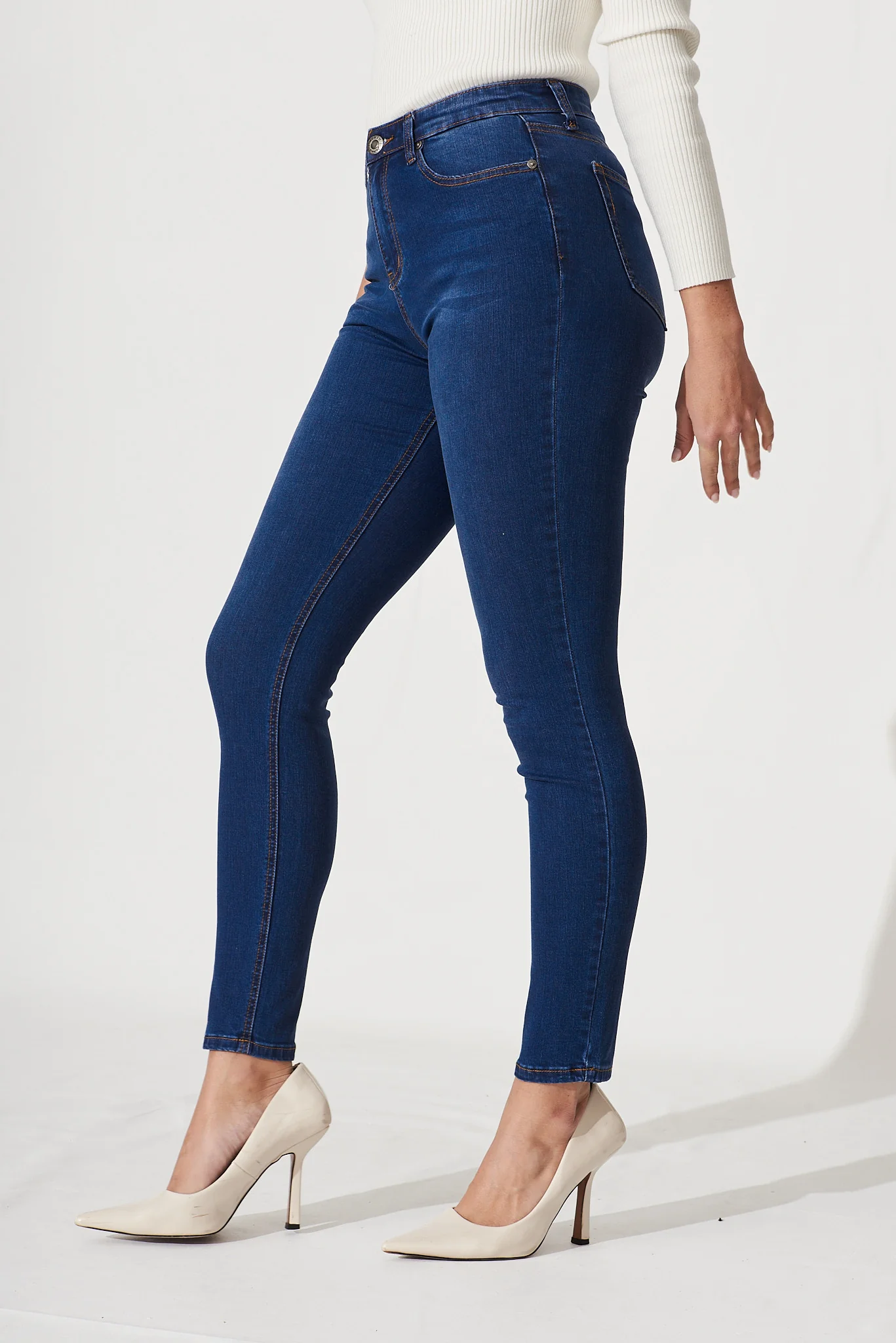 Piper High Rise Skinny Jean In Dark Blue Denim - Image 3