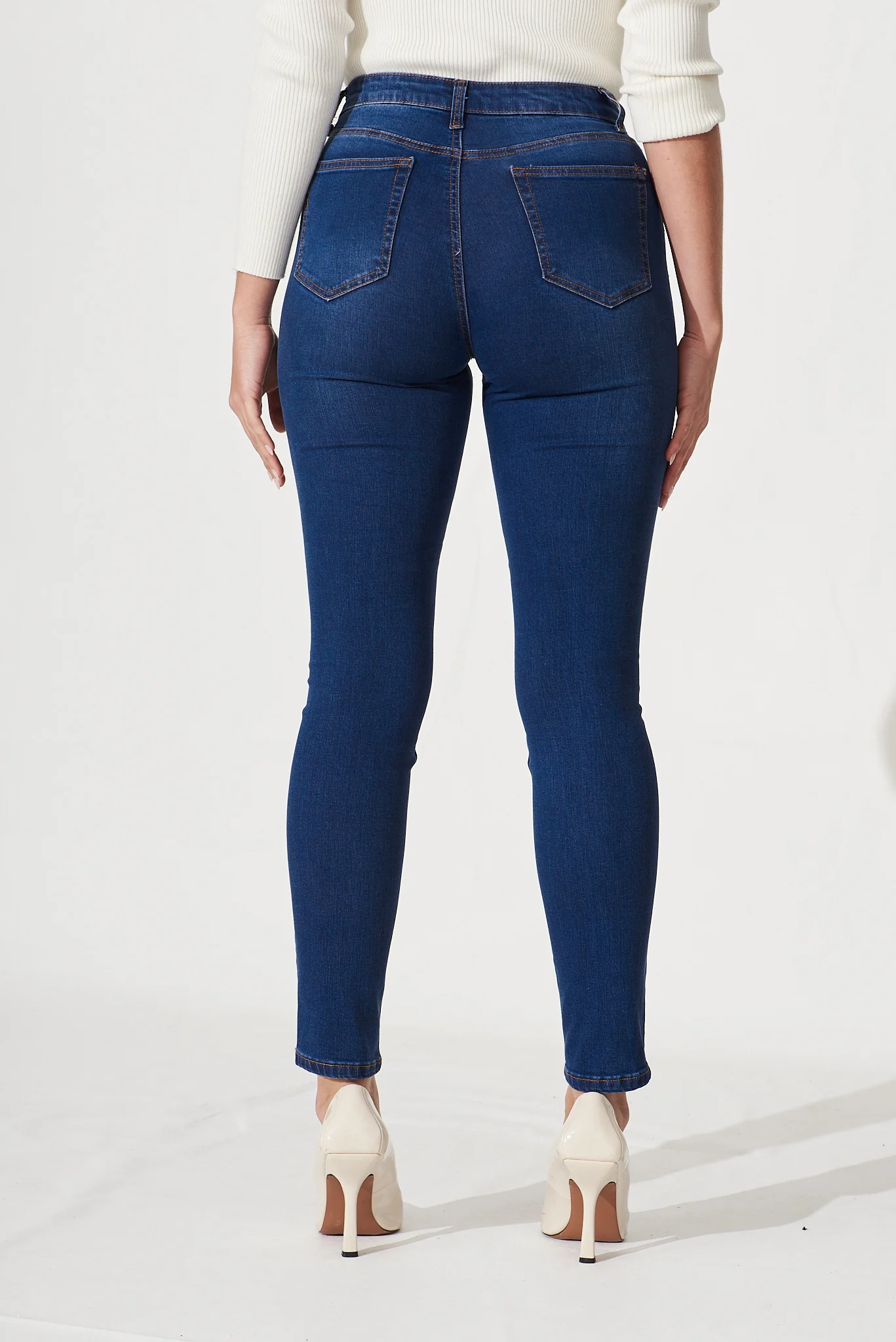 Piper High Rise Skinny Jean In Dark Blue Denim - Image 4