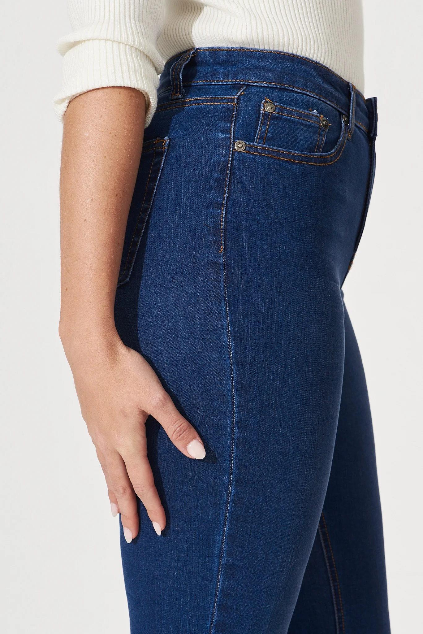 Piper High Rise Skinny Jean In Dark Blue Denim - Image 9