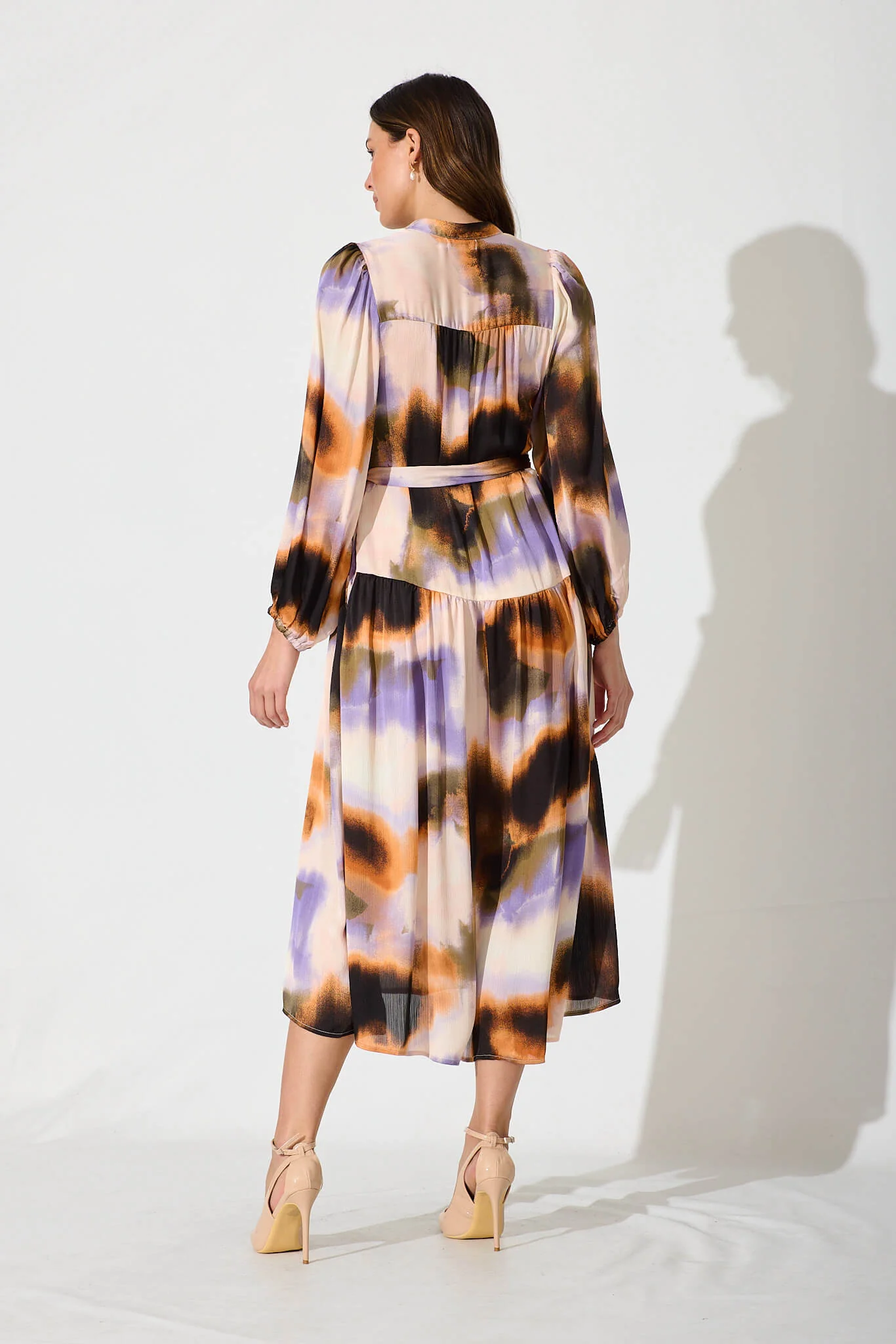 Pippa Maxi Dress In Lilac And Rust Print Chiffon - Image 4