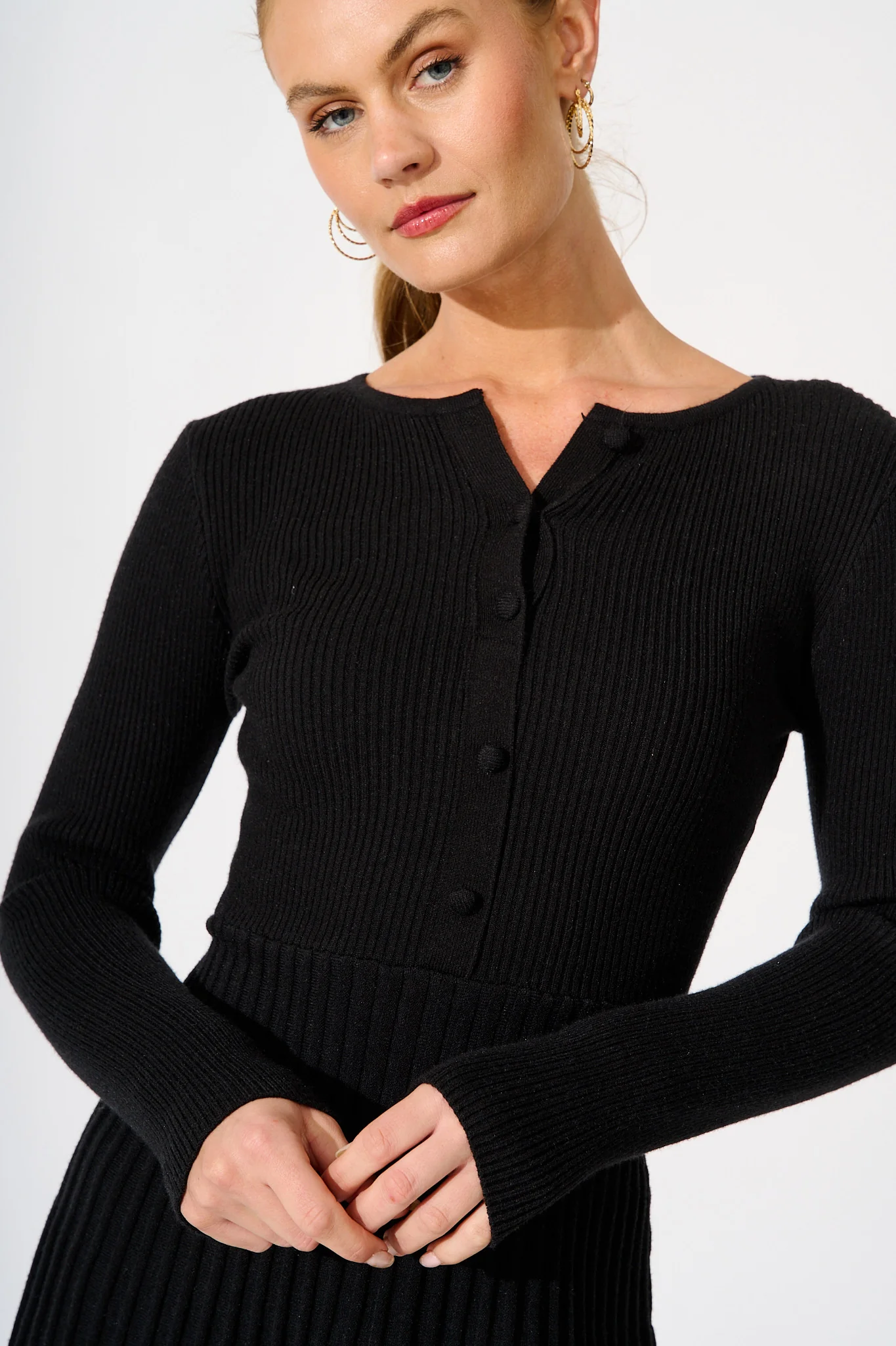 Poised Perfection Knit Dress in Black - Image 5
