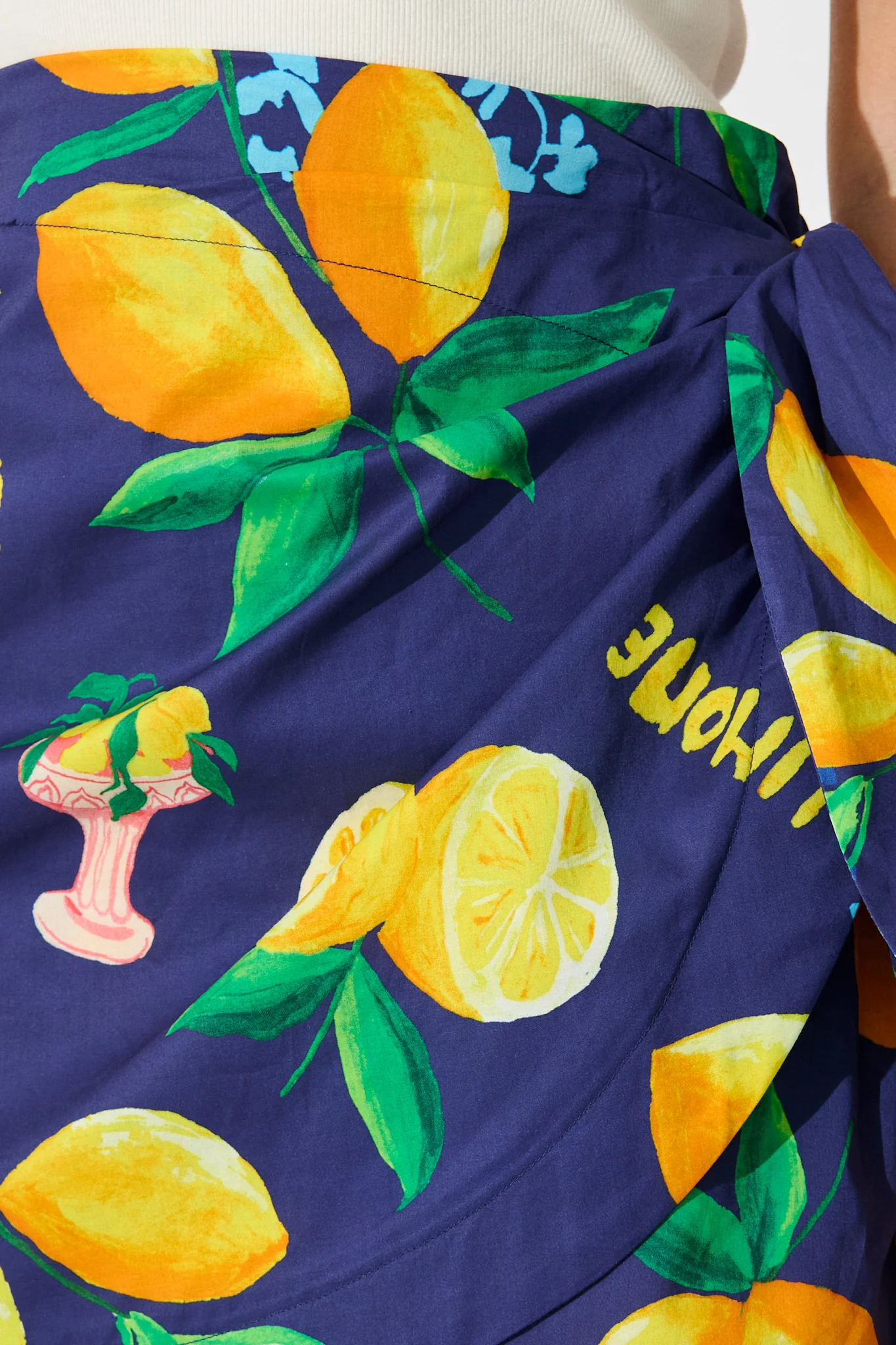 Polina Skirt in Navy Lemon Print Cotton - Image 6