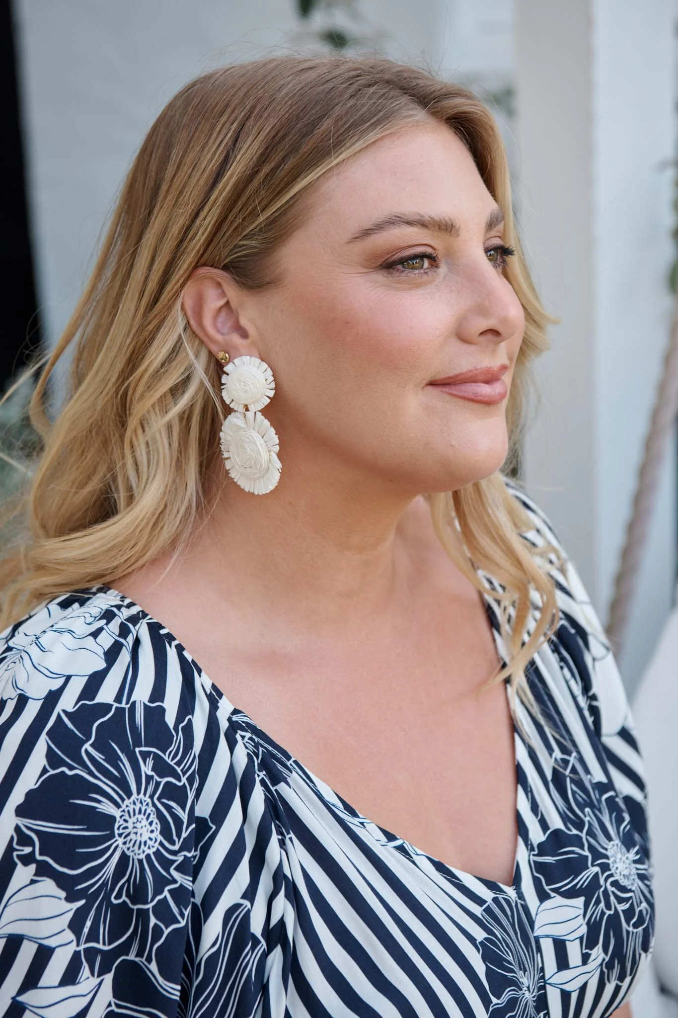 Poppy Statement Earrings in White Raffia - Image 2