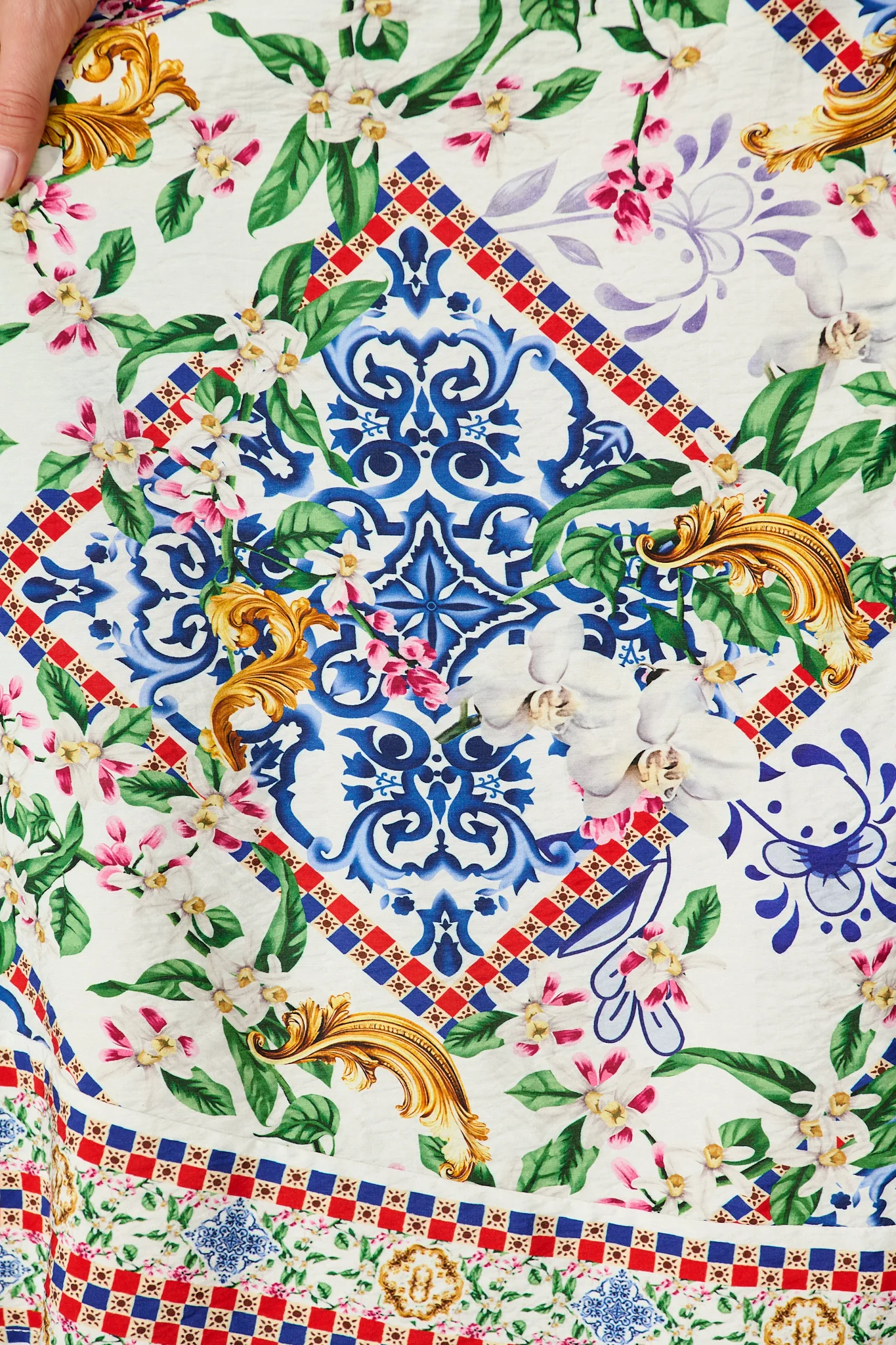 Portofino Bloom Midi Dress in White with Multi Print - Image 6