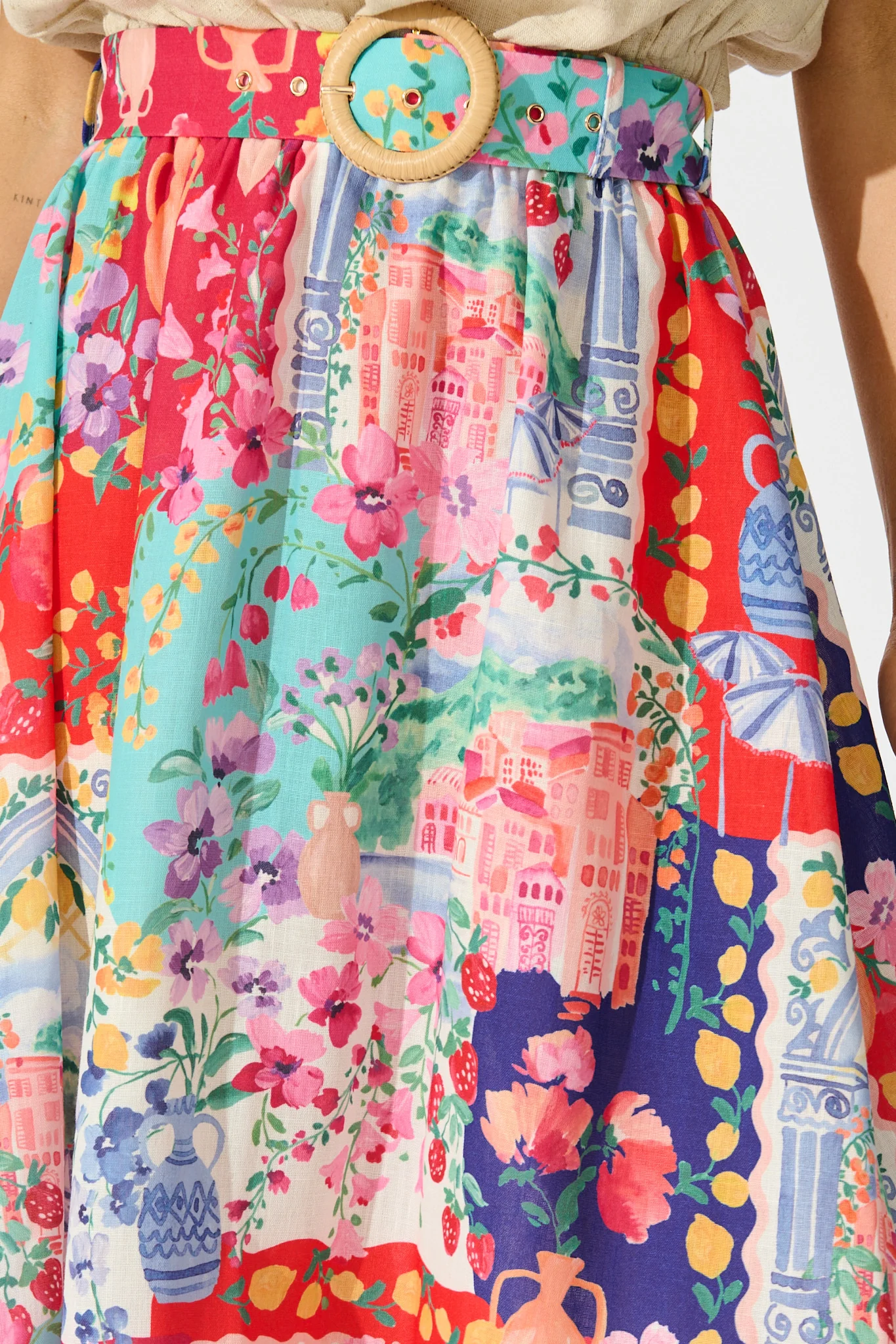 Postcards From Paradise Maxi Skirt In Multi Resort Linen Blend - Image 10