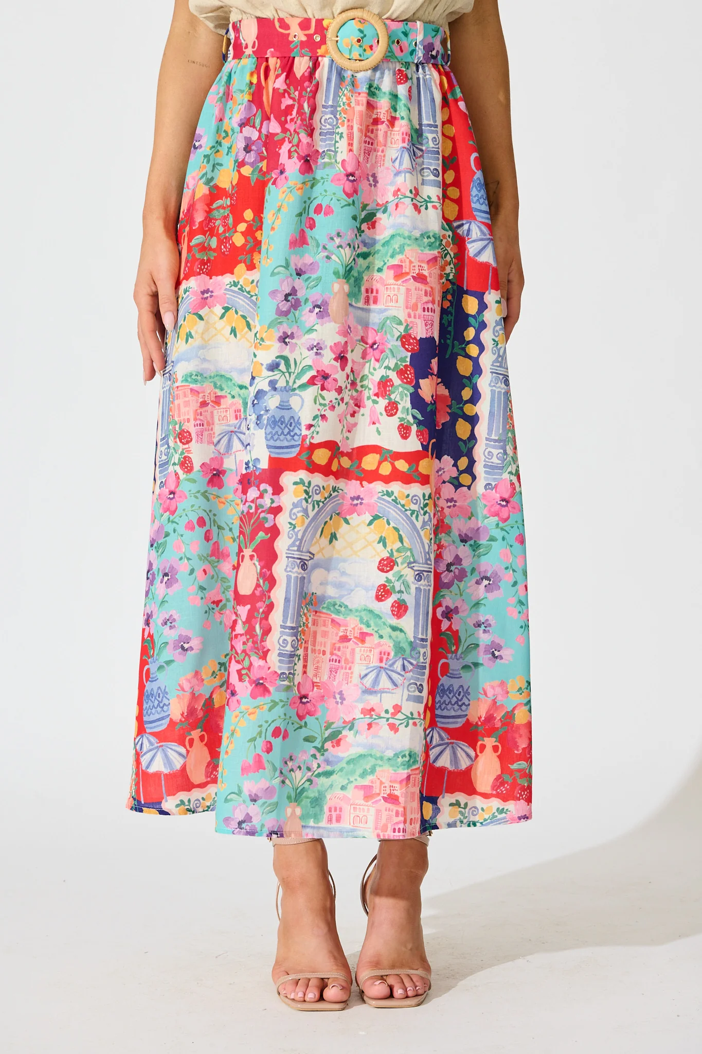 Postcards From Paradise Maxi Skirt In Multi Resort Linen Blend - Image 2