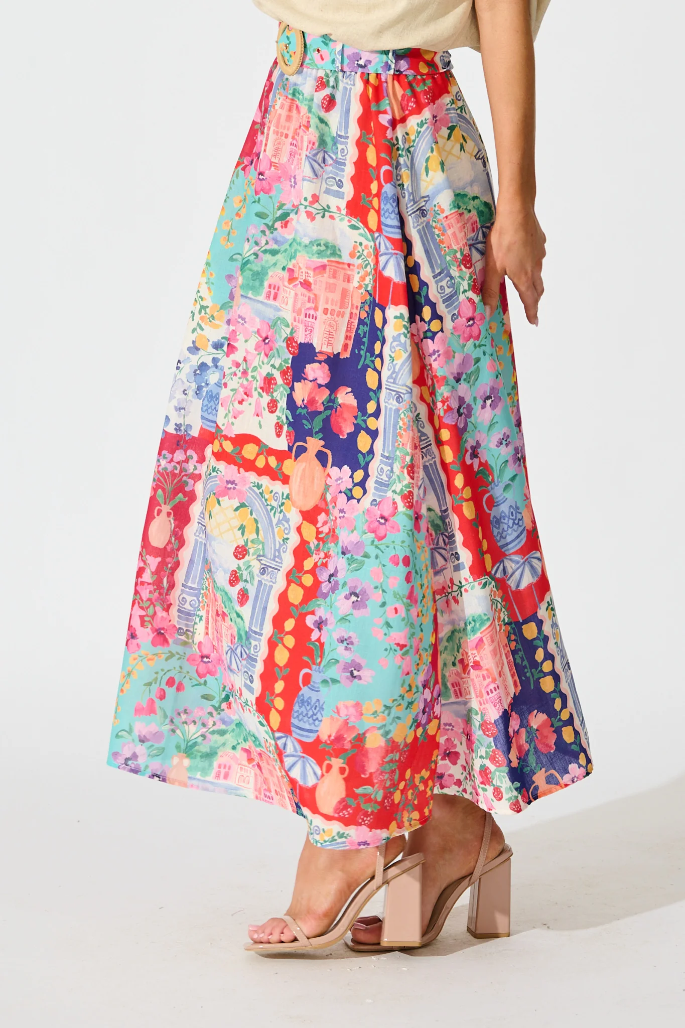 Postcards From Paradise Maxi Skirt In Multi Resort Linen Blend - Image 8
