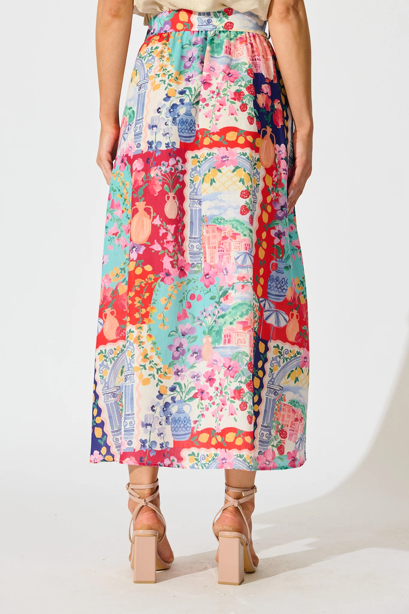 Postcards From Paradise Maxi Skirt In Multi Resort Linen Blend - Image 9