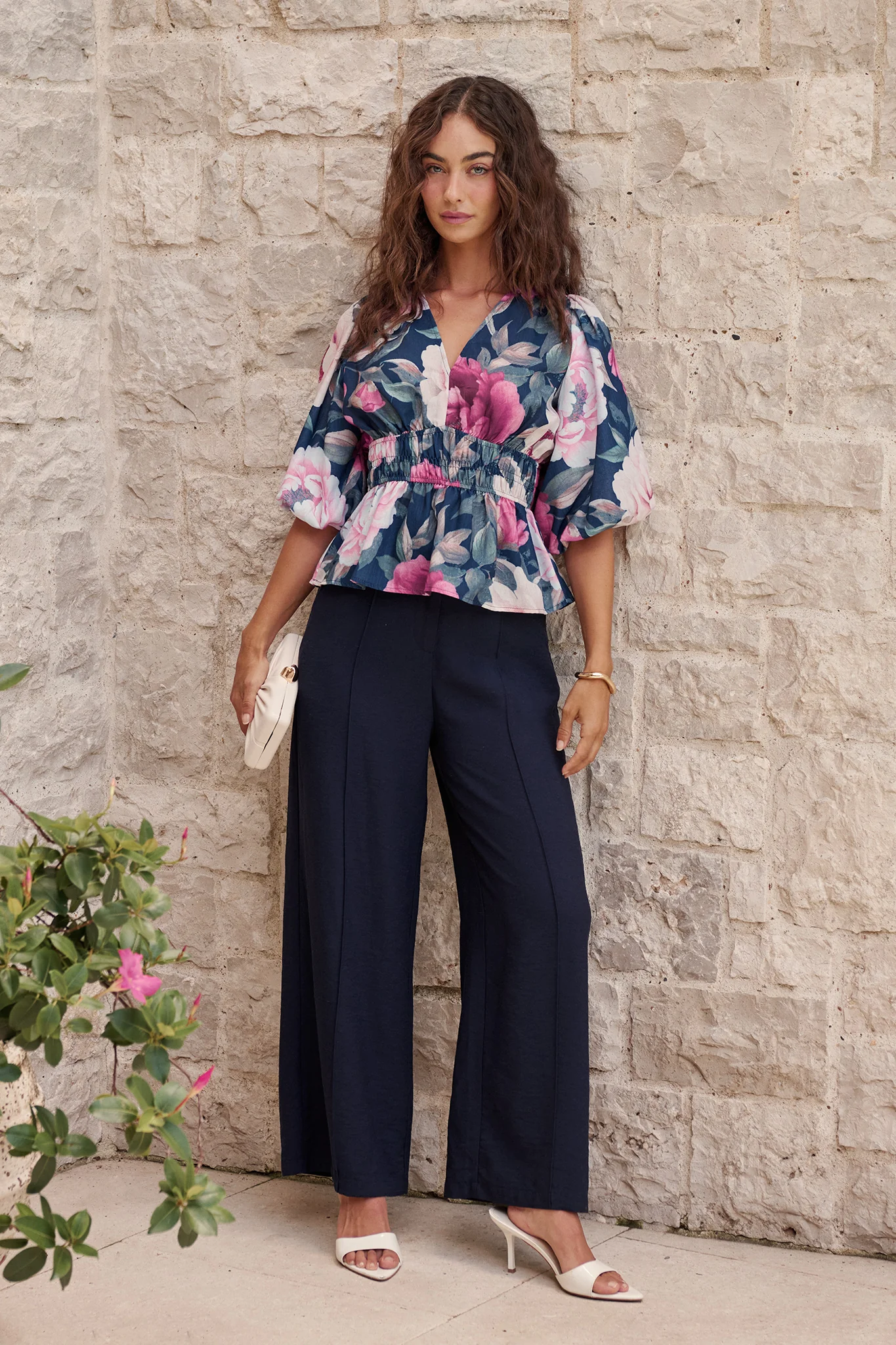 Power Dressing Pant in Navy Linen Blend - Image 6