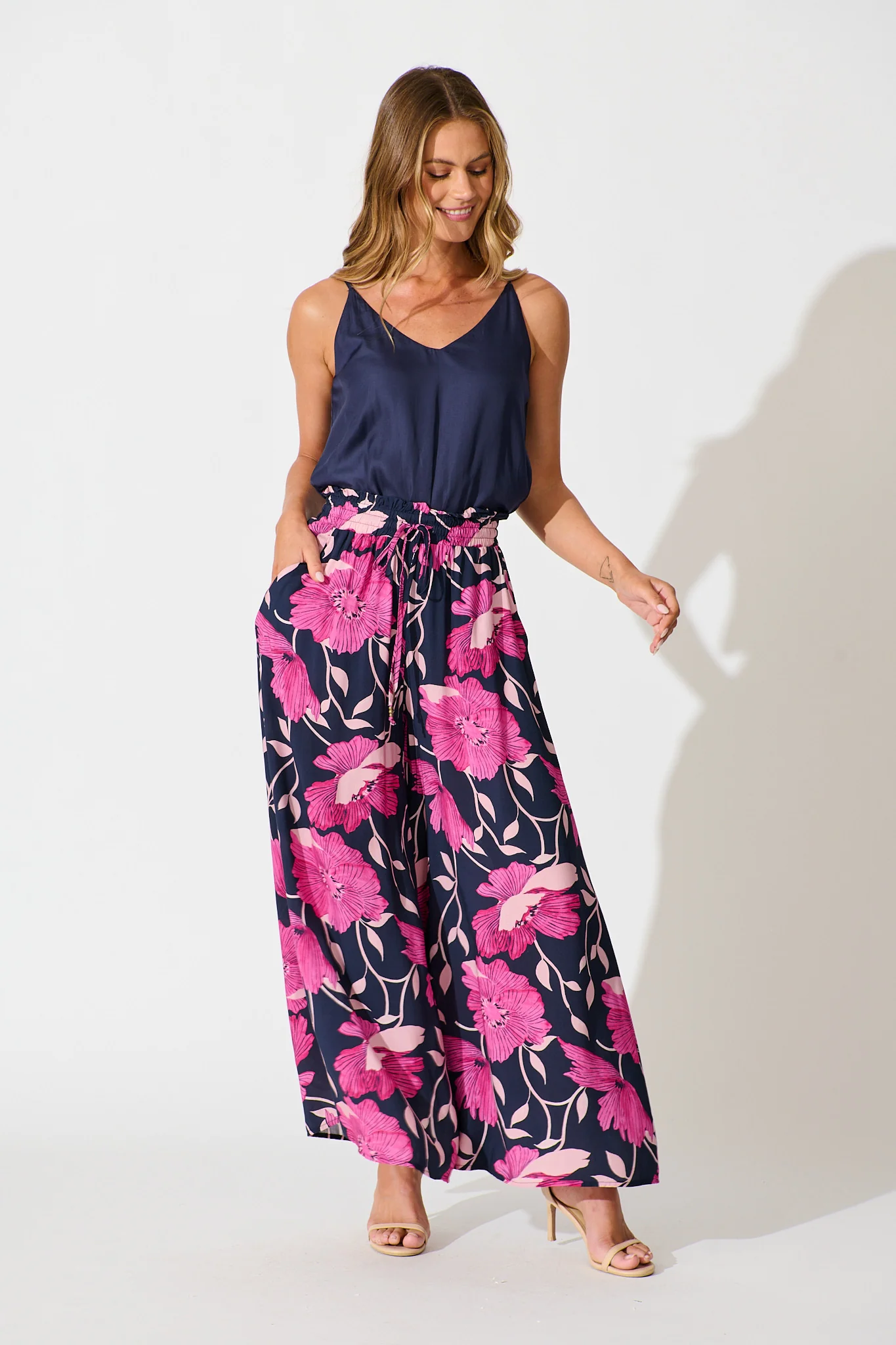 Pretoria Pant In Navy with Pink Floral - Image 4