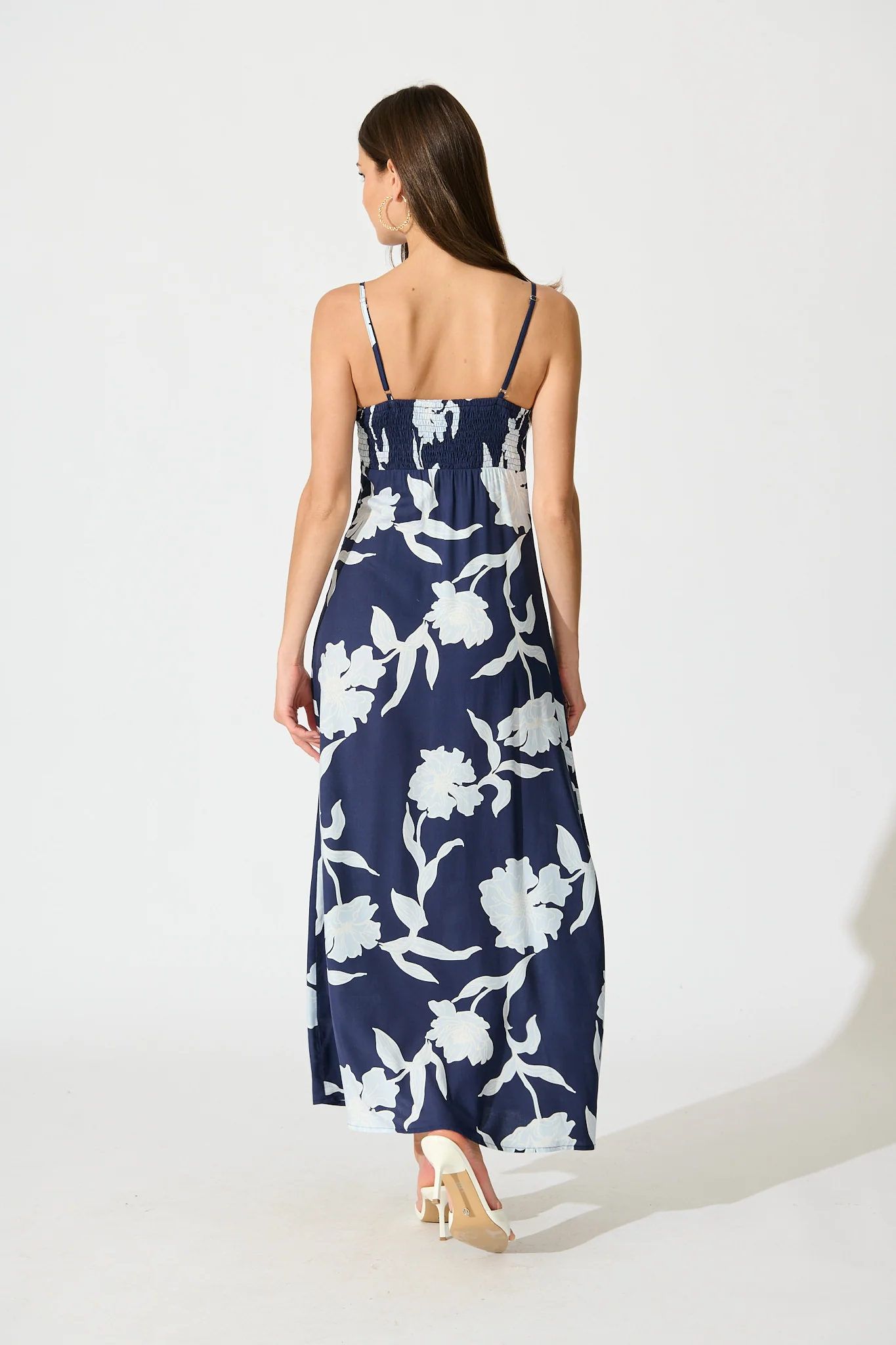 Pretty Petals Maxi Sundress in Navy with Blue Floral - Image 8