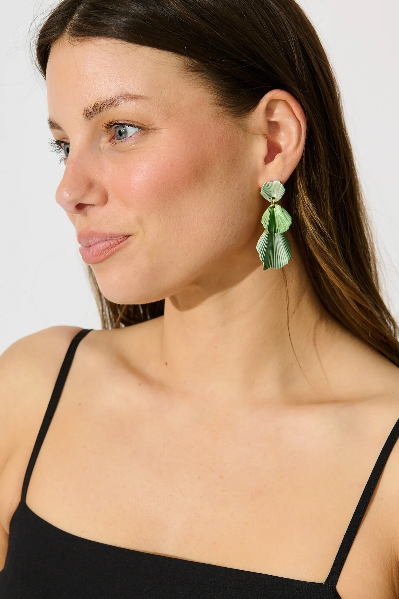 Primrose Drop Earrings In Multi Green - Image 3
