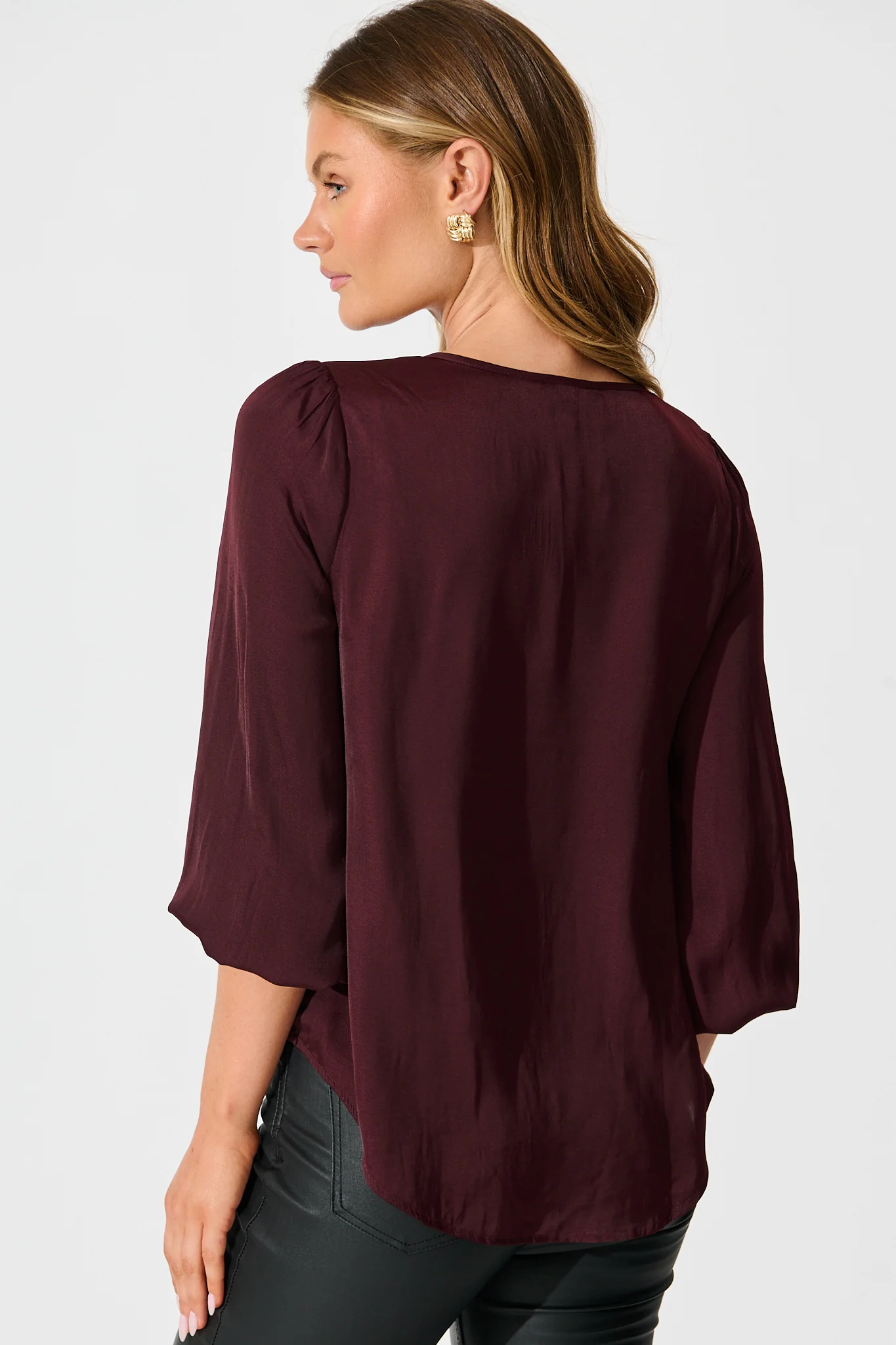 PRE ORDER Pristine Top in Wine Satin - Image 3