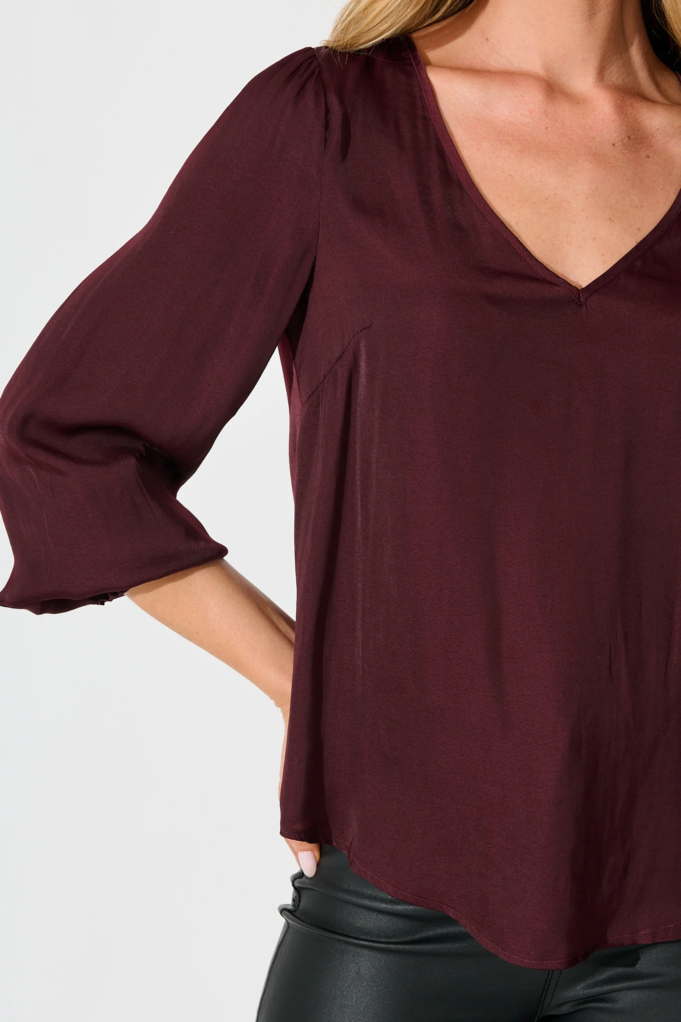 PRE ORDER Pristine Top in Wine Satin - Image 5
