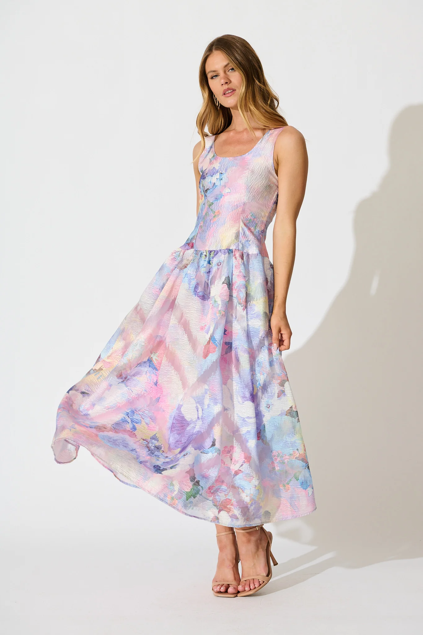 Pure Luxe Maxi Dress in Multi Purple Organza - Image 3