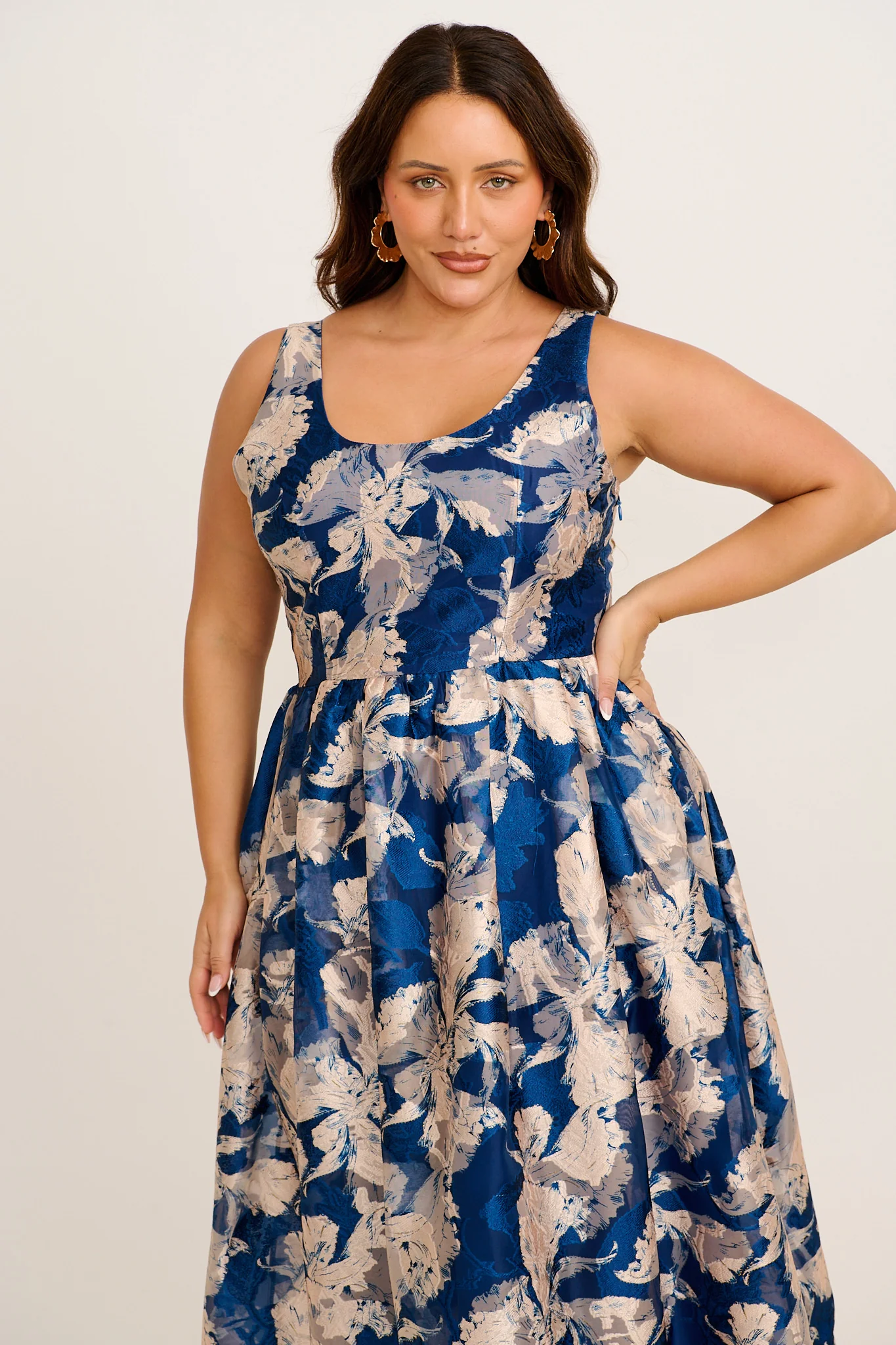 Pure Luxe Maxi Dress in Navy Floral Organza - Image 3