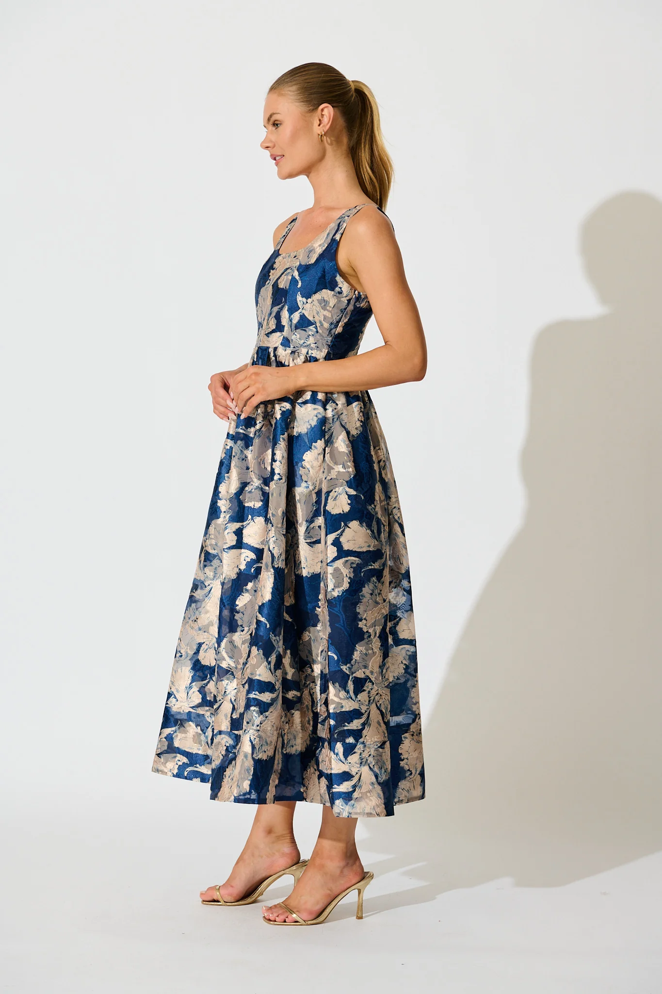 Pure Luxe Maxi Dress in Navy Floral Organza - Image 5