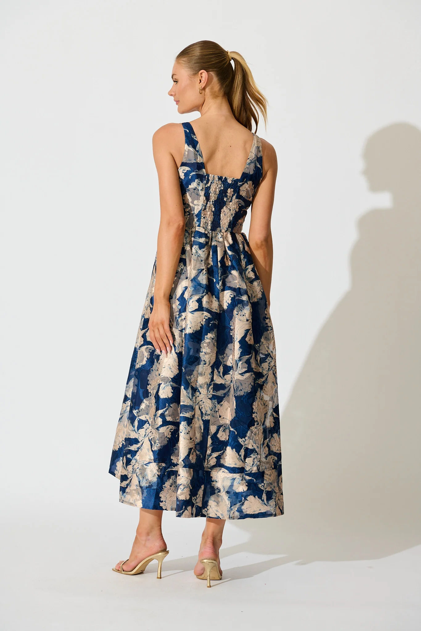Pure Luxe Maxi Dress in Navy Floral Organza - Image 6