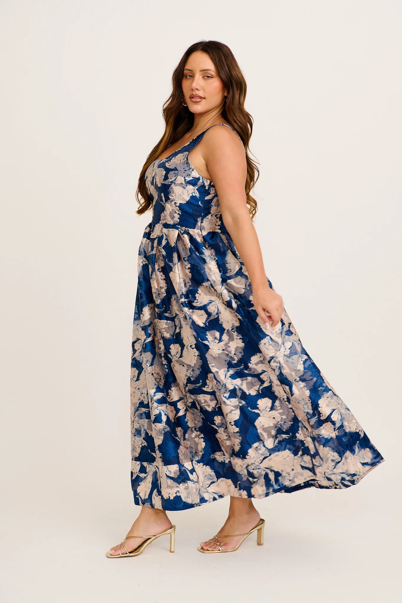Pure Luxe Maxi Dress in Navy Floral Organza - Image 8